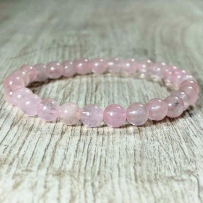 Bracelet AMOUR en pierre quartz rose