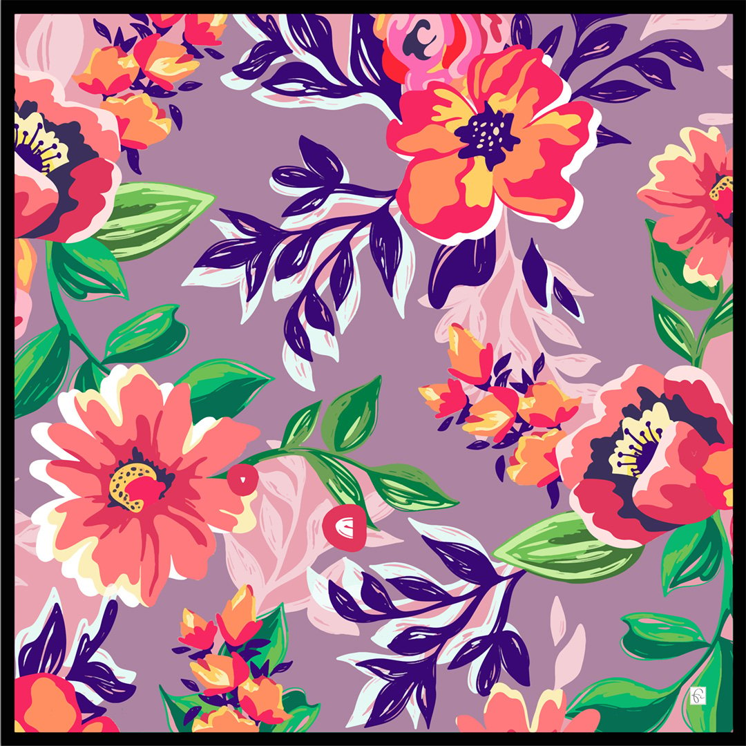 Foulard Mauve en soie naturelle "Fairy tales idyll"