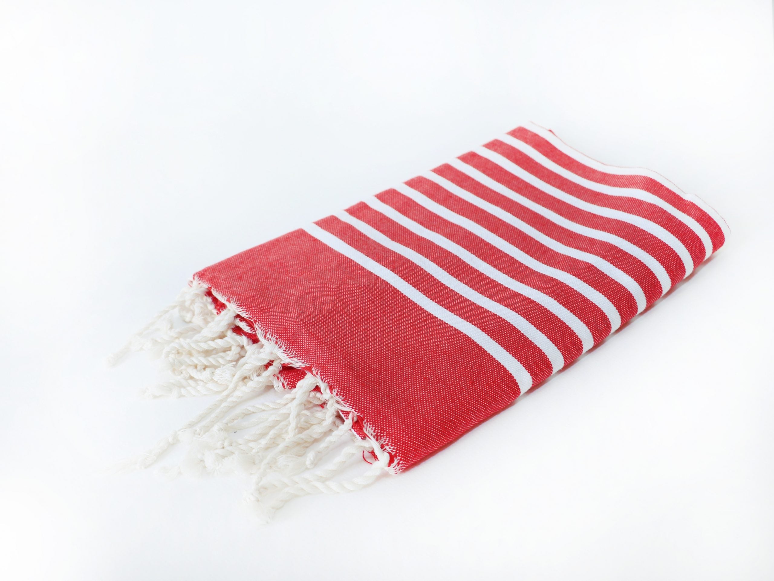 Fouta Rouge XXL - 200 cm x 100 cm- Serviette pour Hammam, Sauna, Spa, Plage ou Pique-nique - 100 % Coton - Artisanale