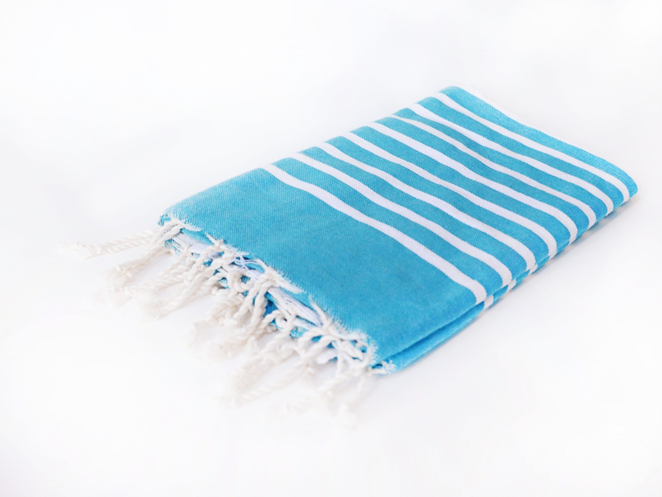 Fouta Bleu ciel XXL - 200 cm x 100 cm- Serviette pour Hammam, Sauna, Spa, Plage ou Pique-nique - 100 % Coton - Artisanale