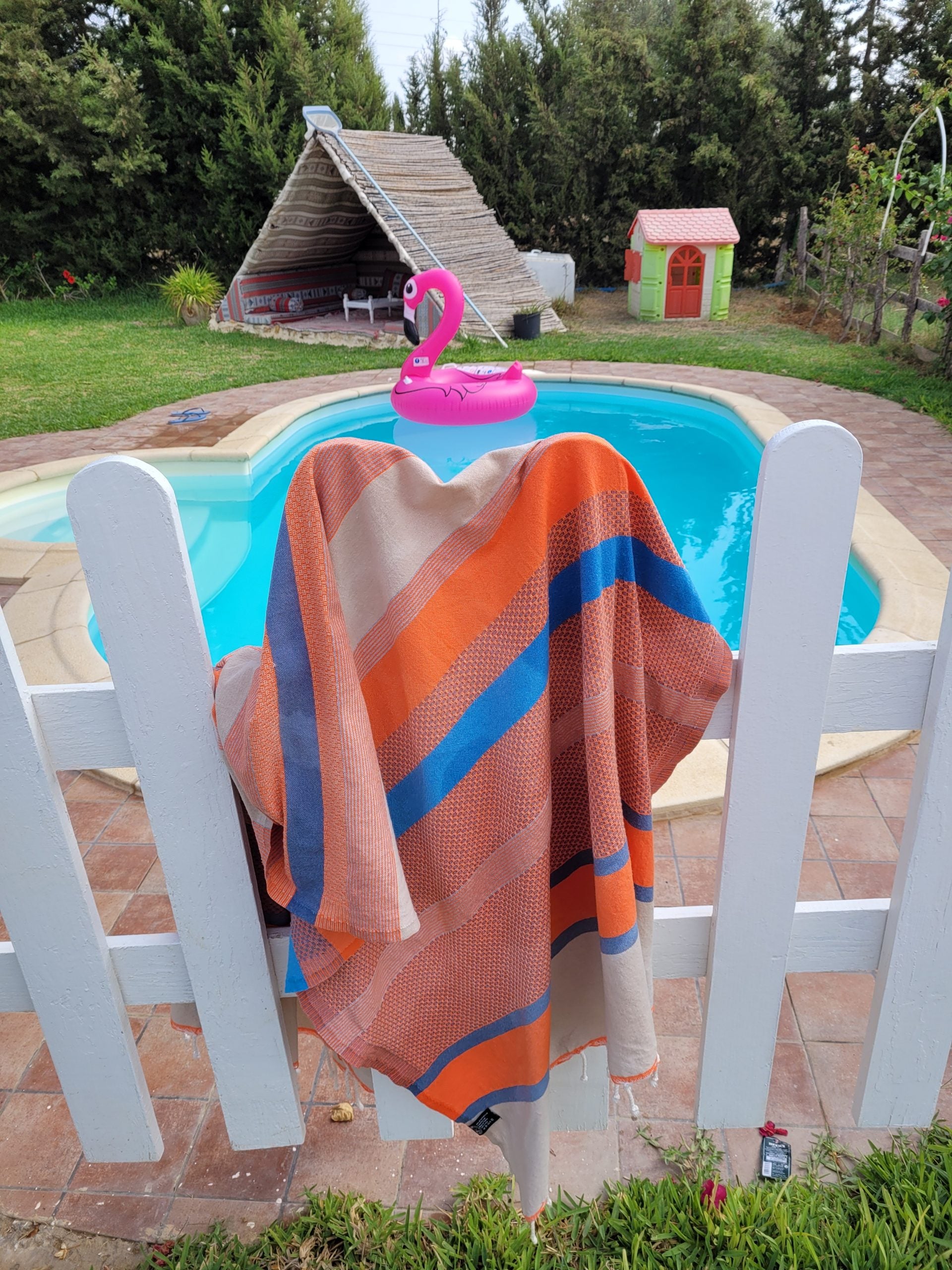 Fouta Multi-couleur XXL - 200 cm x 100 cm- Serviette pour Hammam, Sauna, Spa, Plage ou Pique-nique - 100 % Coton - Artisanale