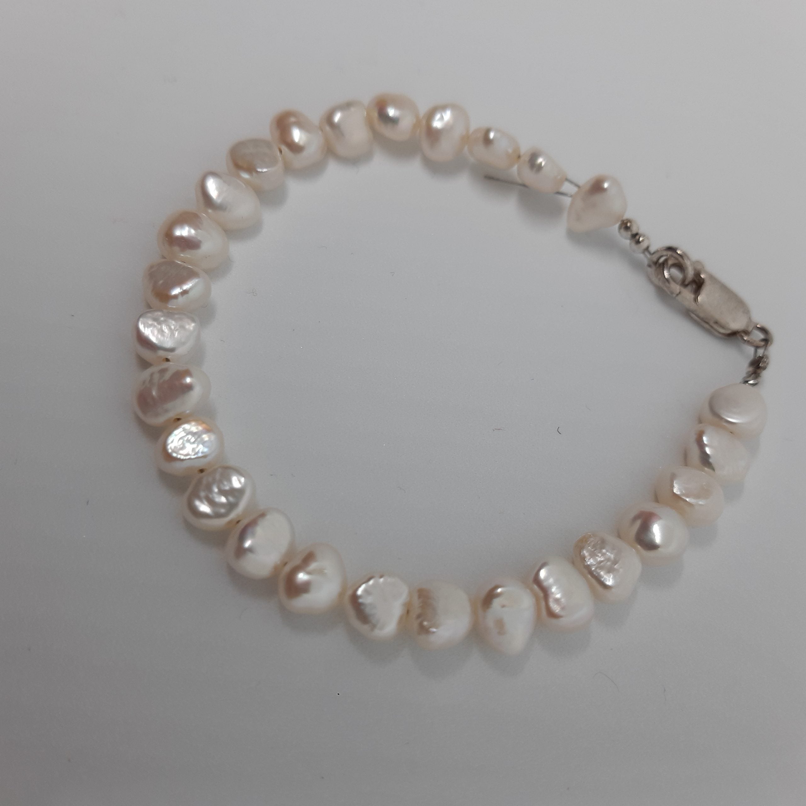 Bracelet Perle De Culture Plate, bracelet en perles authentiques