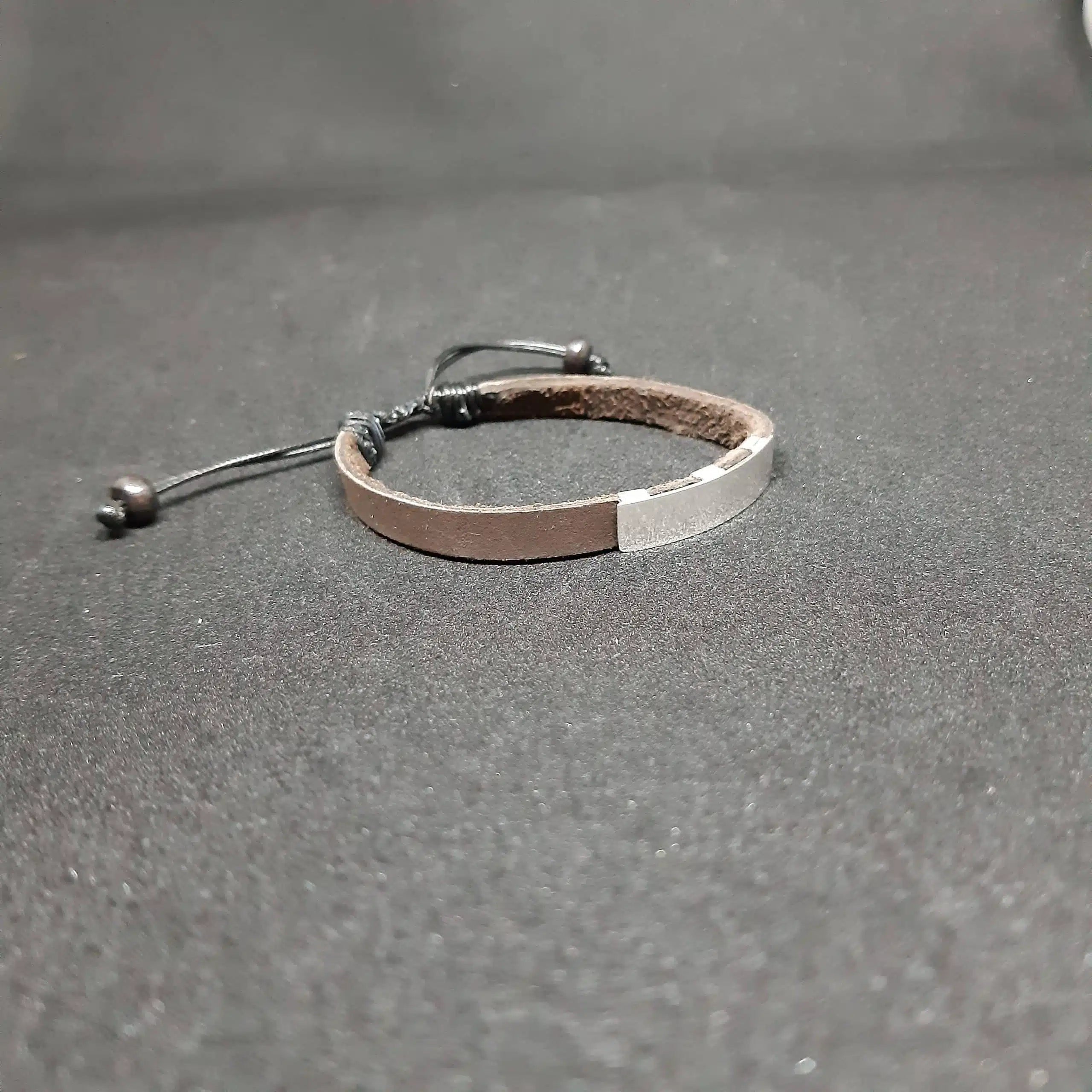 Bracelet Homme cuir argent, bracelet argent en cuir