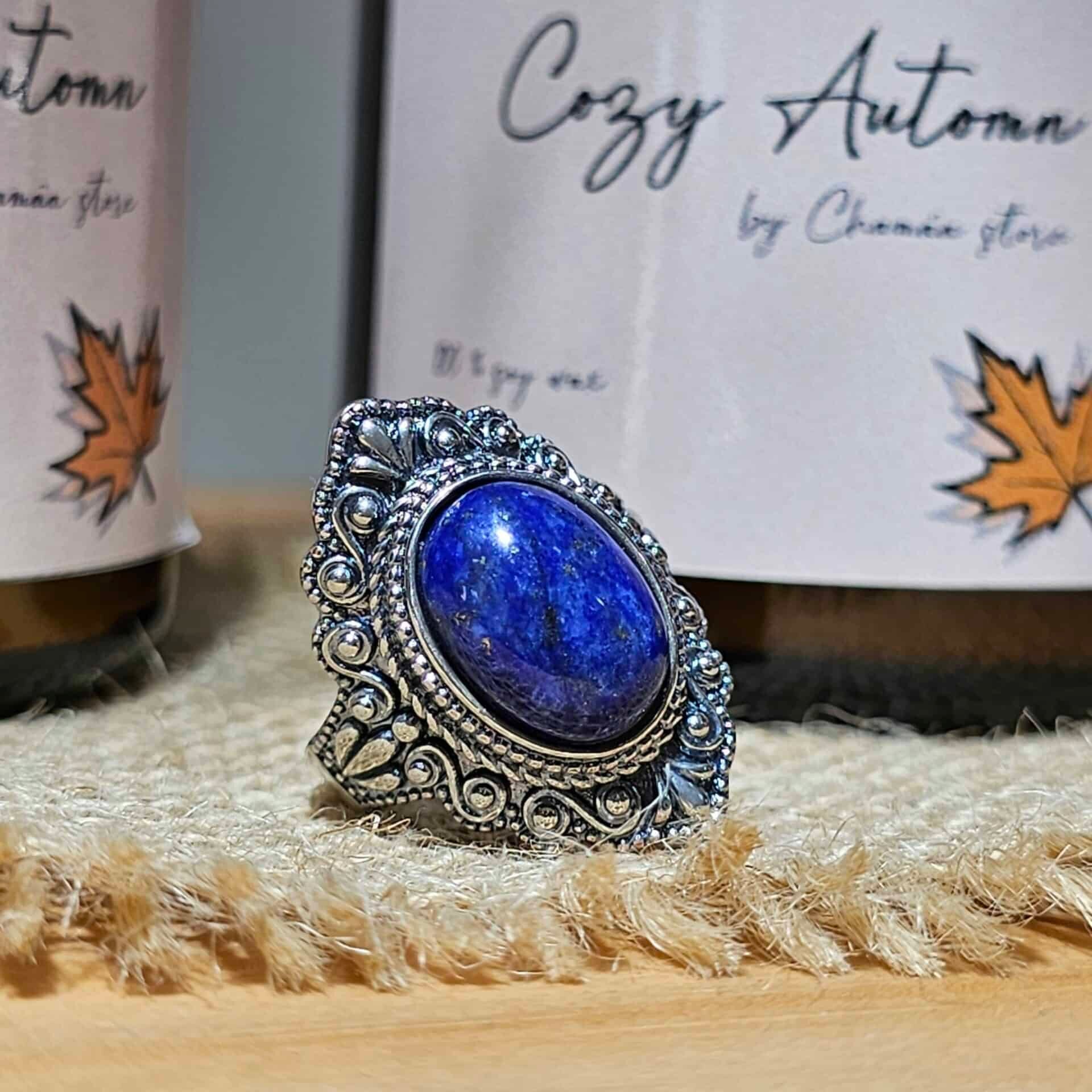 Bague en argent 925 avec Lapis Lazuli bleu royal - (18 mm)