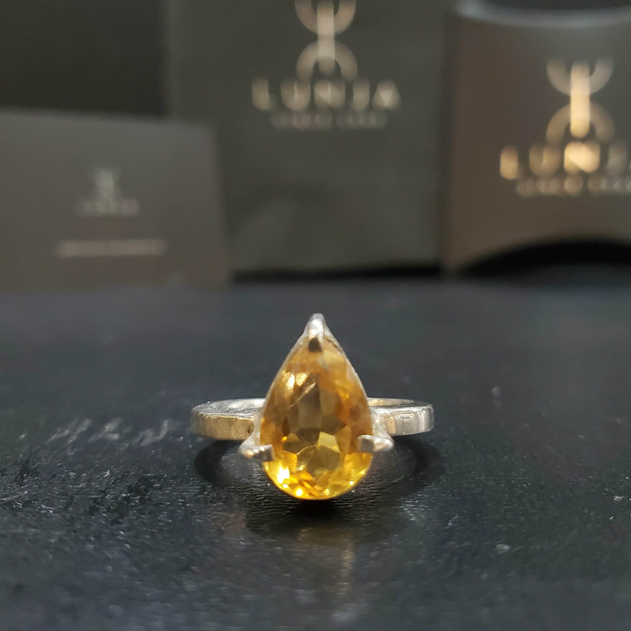 Bague ajustable en citrine naturelle 3,4 carats en argent 940