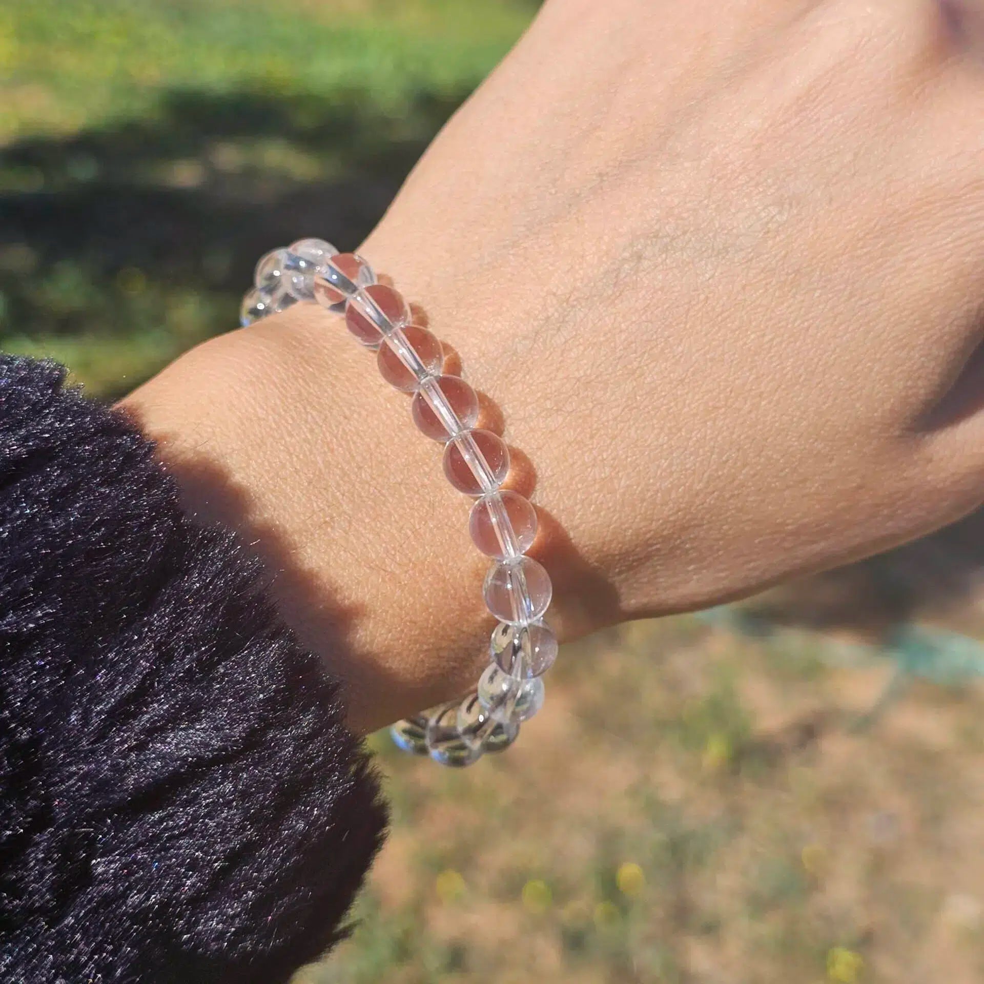 bracelet élastique en Clear Quartz ajustable pour harmonie et élégance