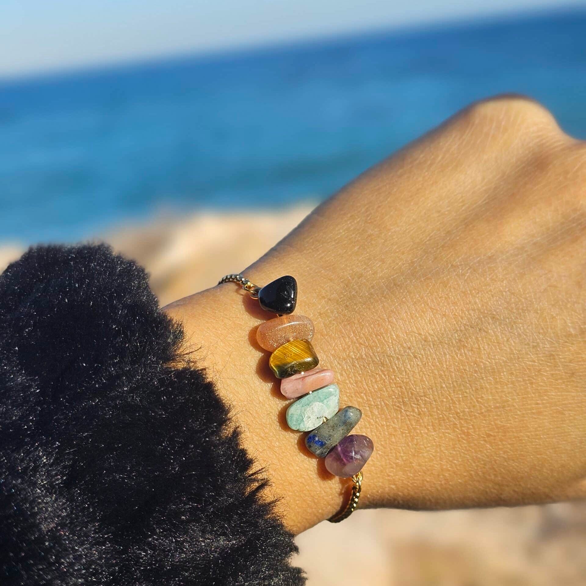 Bracelet Chakra Réglable Pierre Naturelle – Énergie Positive