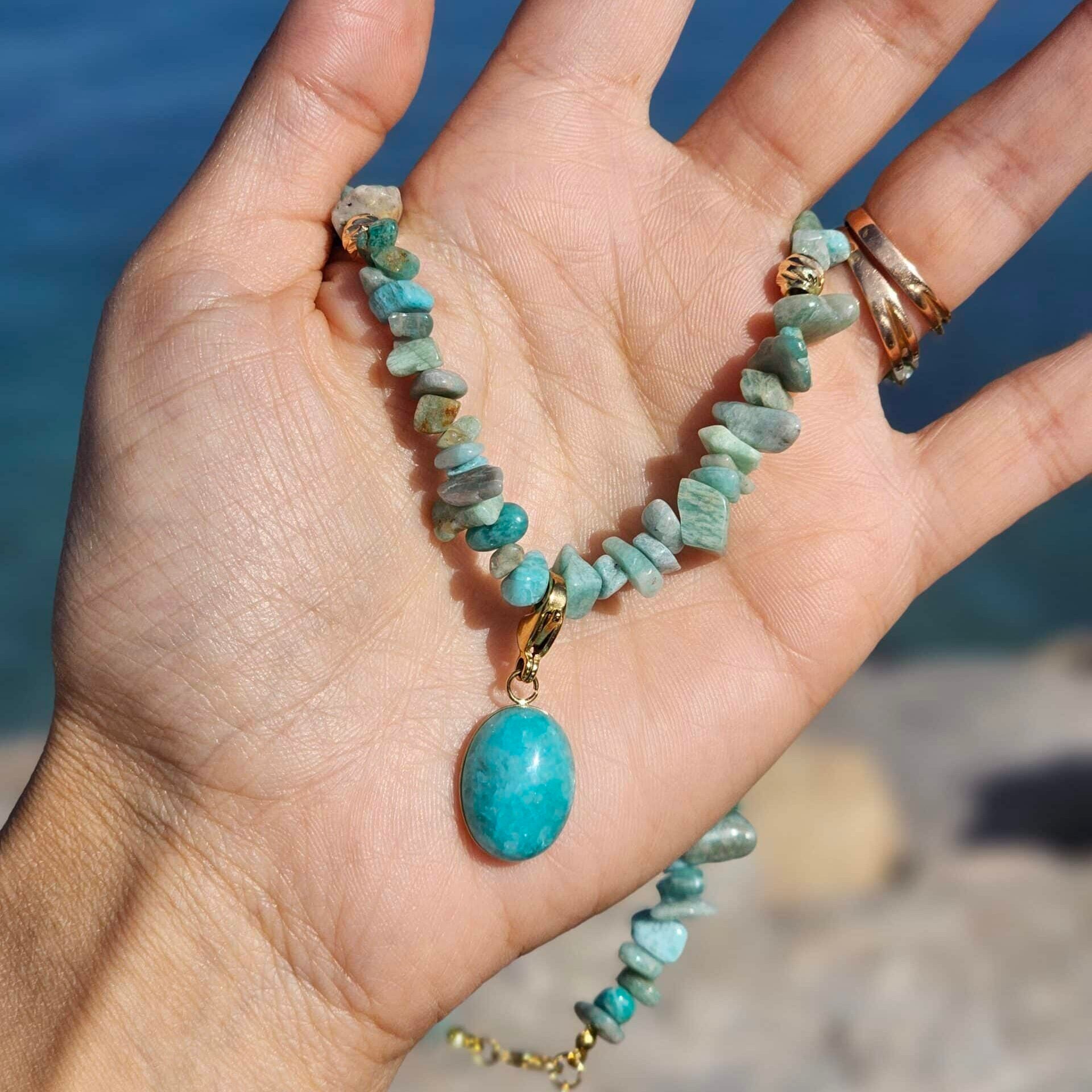 Natural Amazonite Necklace with Amazonite Pendant (45cm + 5cm Extension)