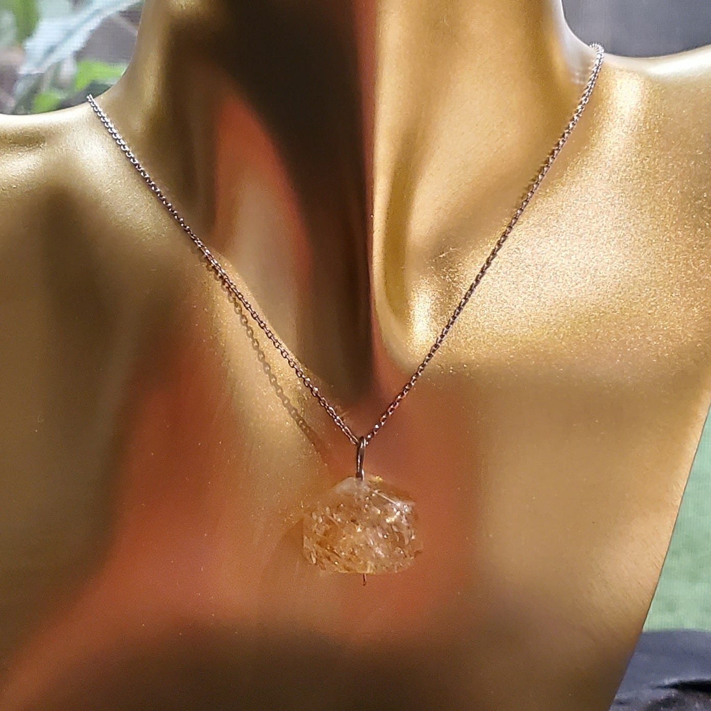 Collier en argent 925 et quartz hématoïde nature (45 cm)