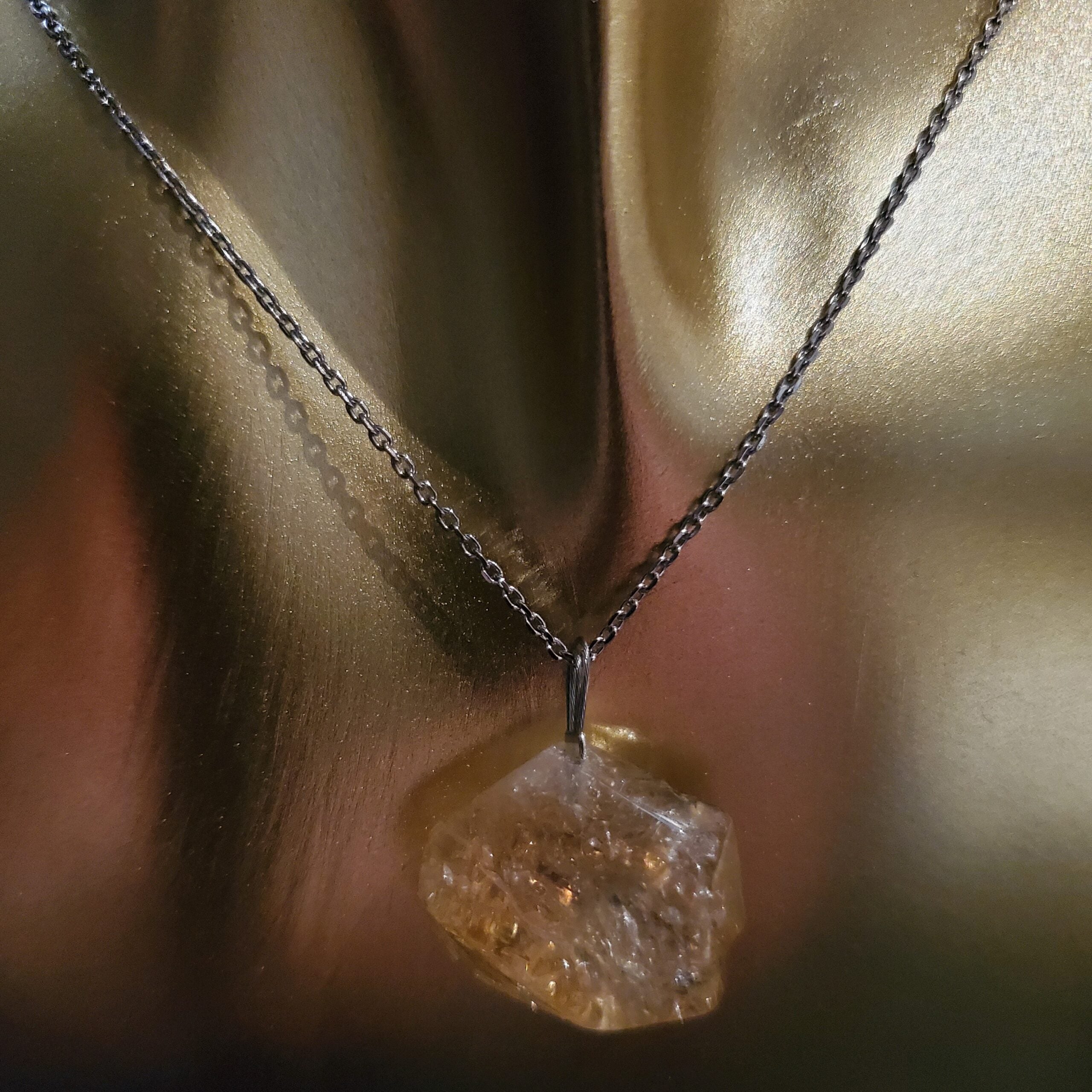 Collier en argent 925 et quartz hématoïde nature (45 cm)