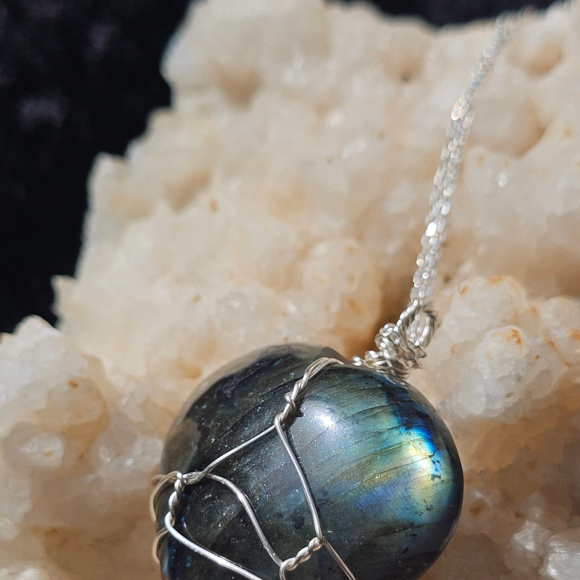 Collier Labradorite Cœur en Argent 925 - Élégance Mystique