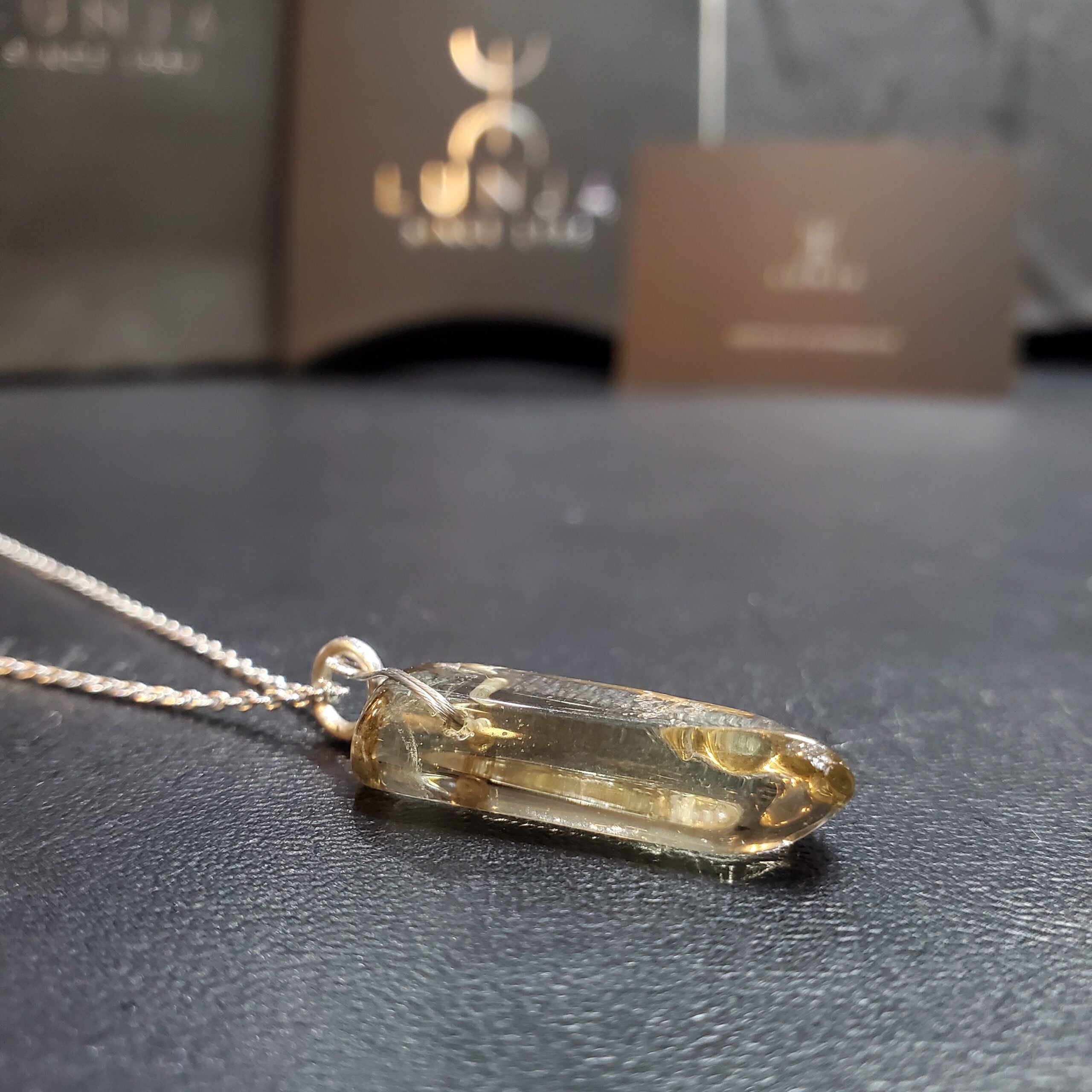 Collier argent 925 avec quartz fumé naturel