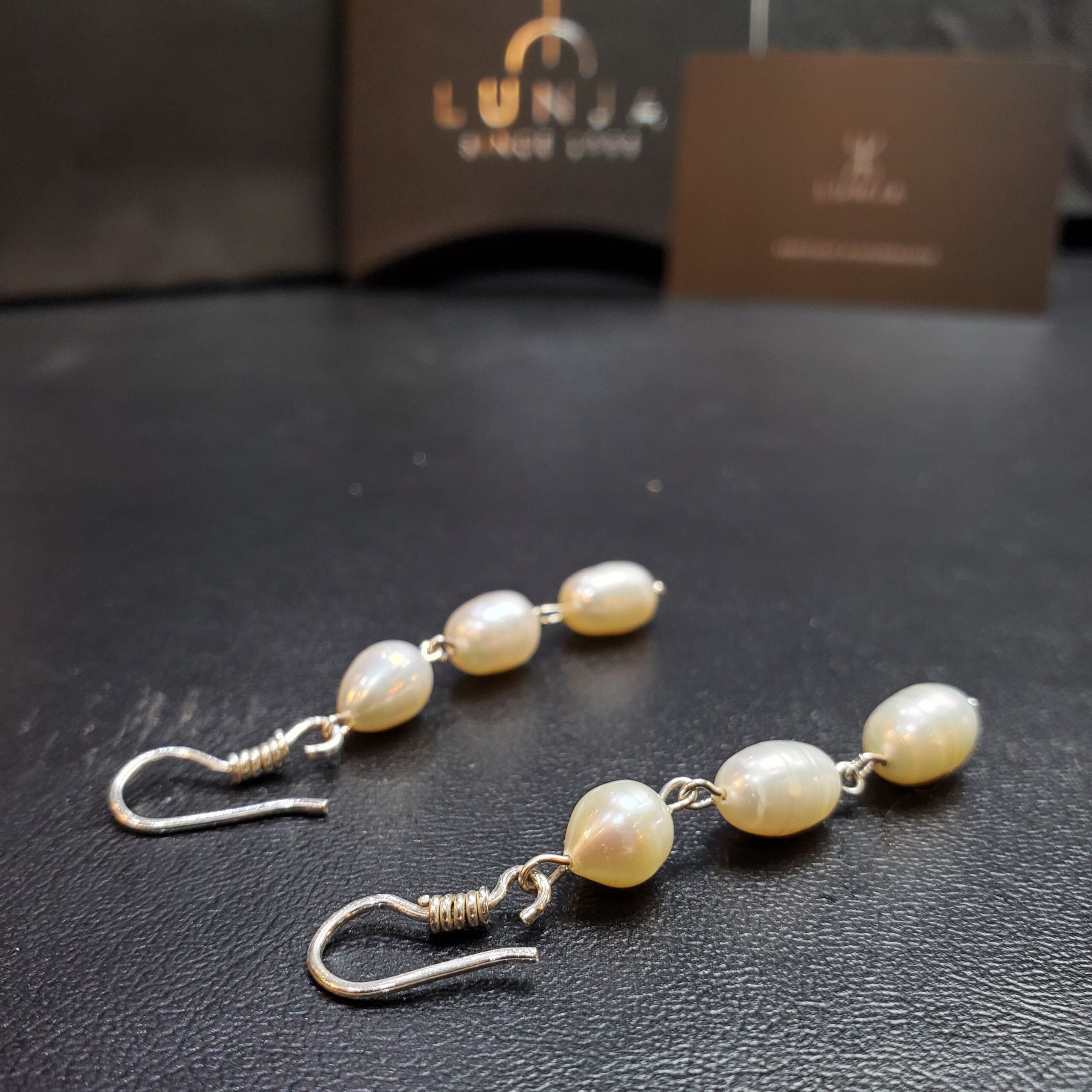 Boucles d’oreilles argent 925 avec 3 perles goutte d'eau