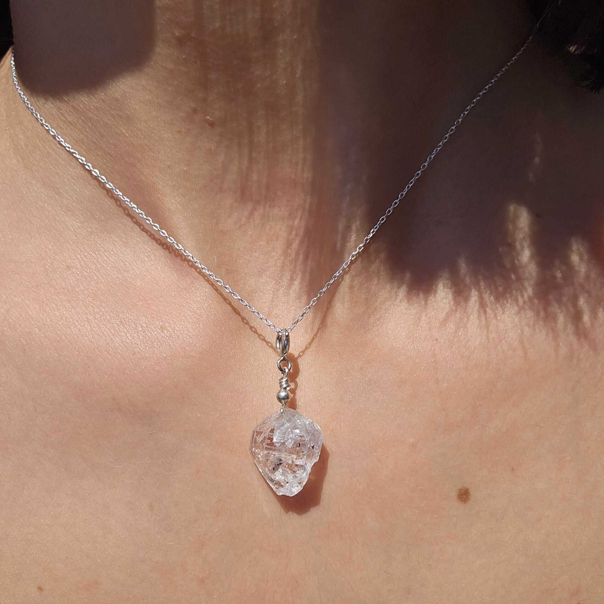 925 silver necklace with Herkimer Diamond pendant (45 cm)