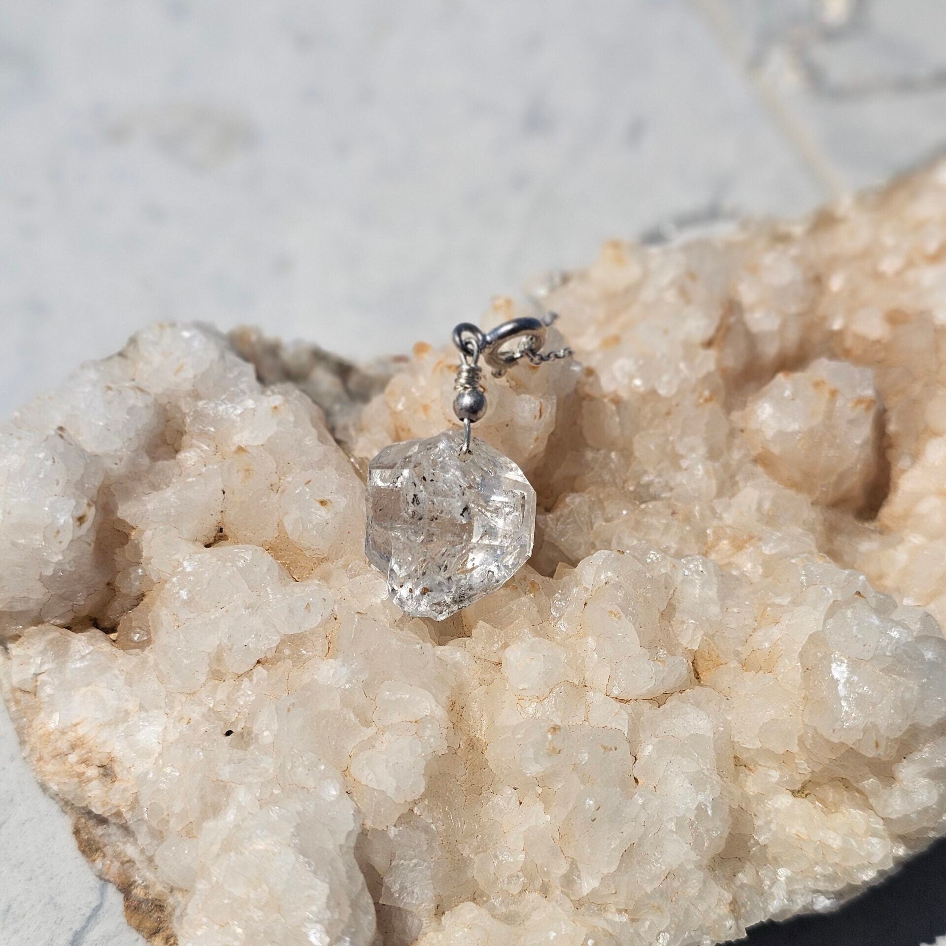 925 silver necklace with Herkimer Diamond pendant (45 cm)