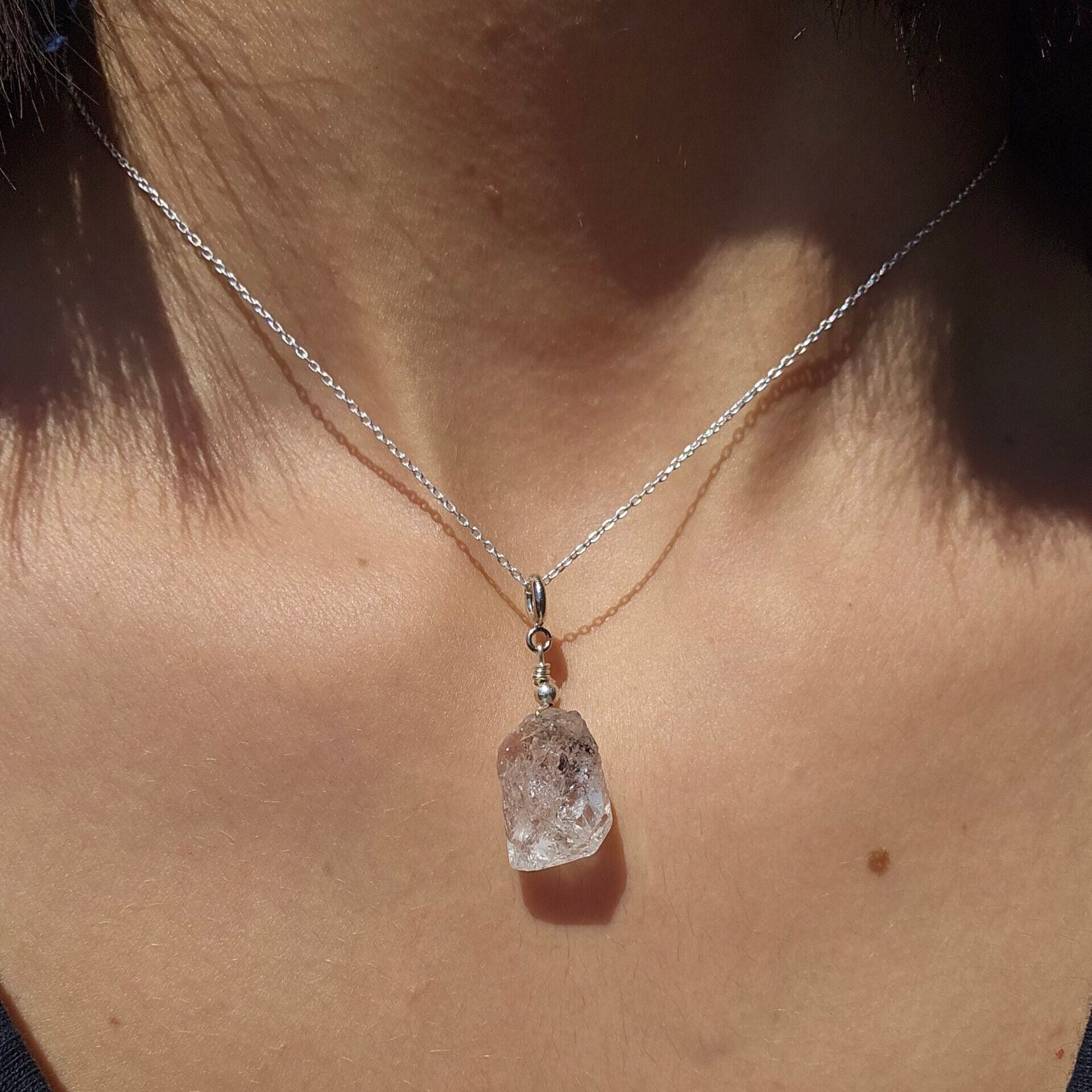 925 silver necklace with Herkimer Diamond pendant (45 cm)