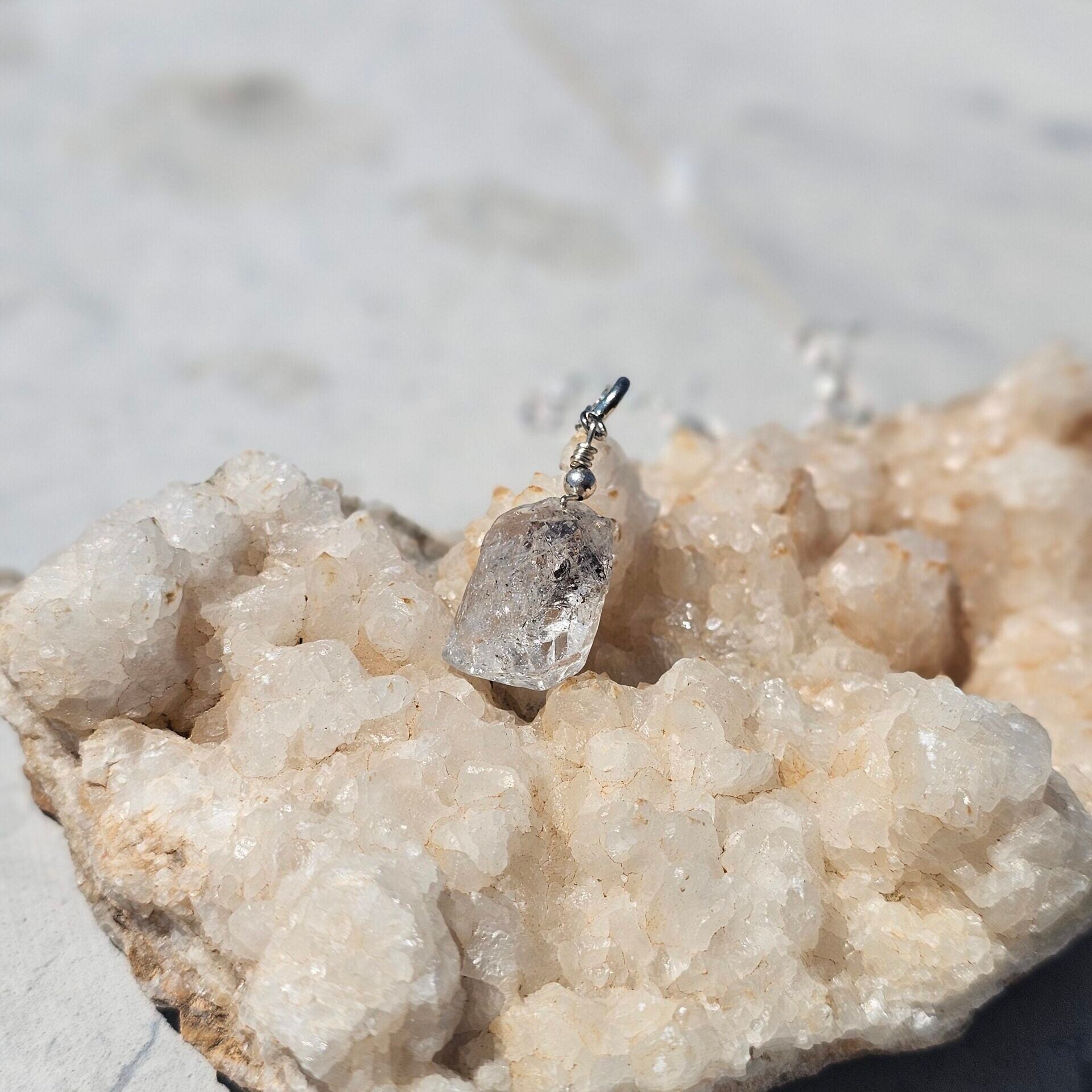 925 silver necklace with Herkimer Diamond pendant (45 cm)