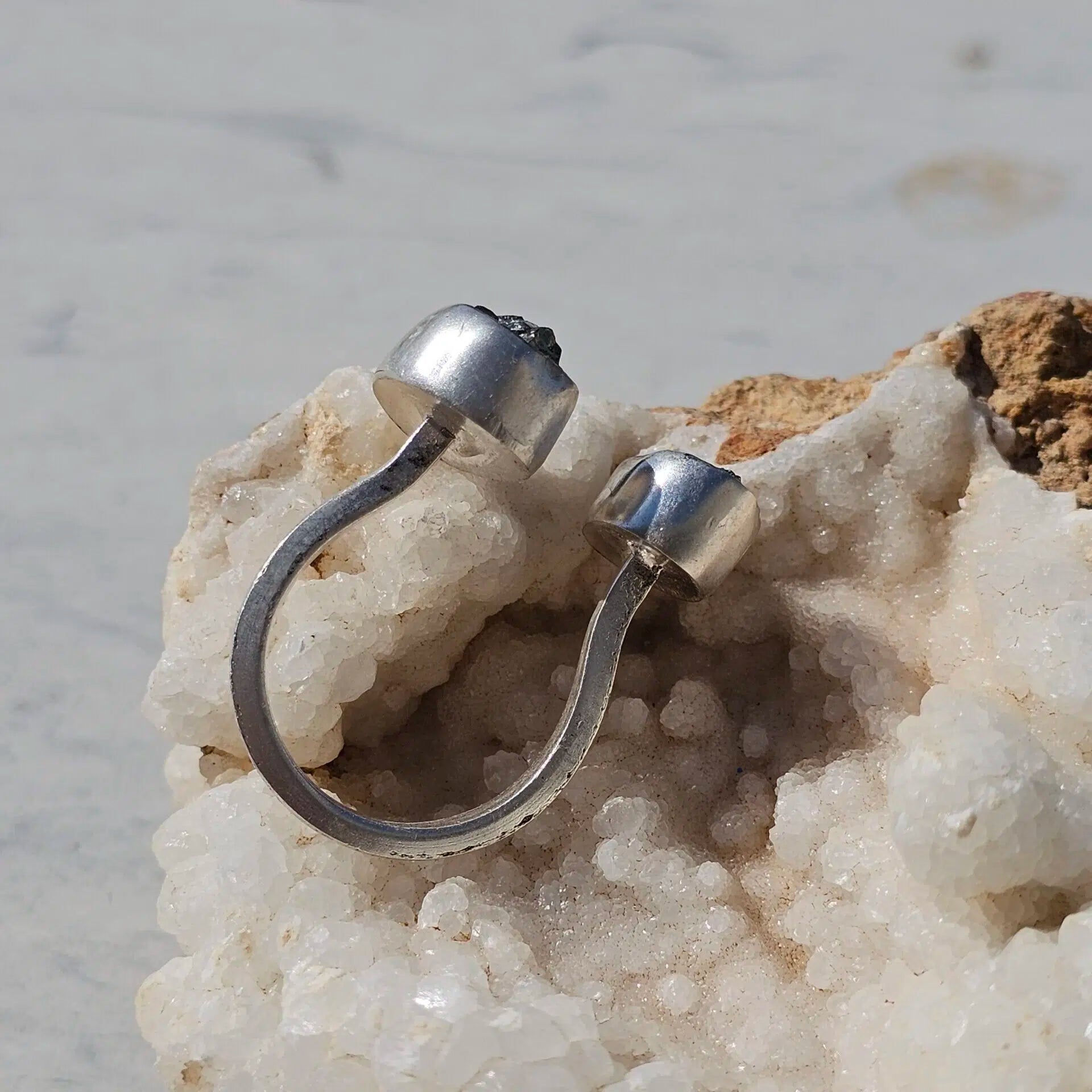 Bague Pyrite double ajustable en argent 925 massif