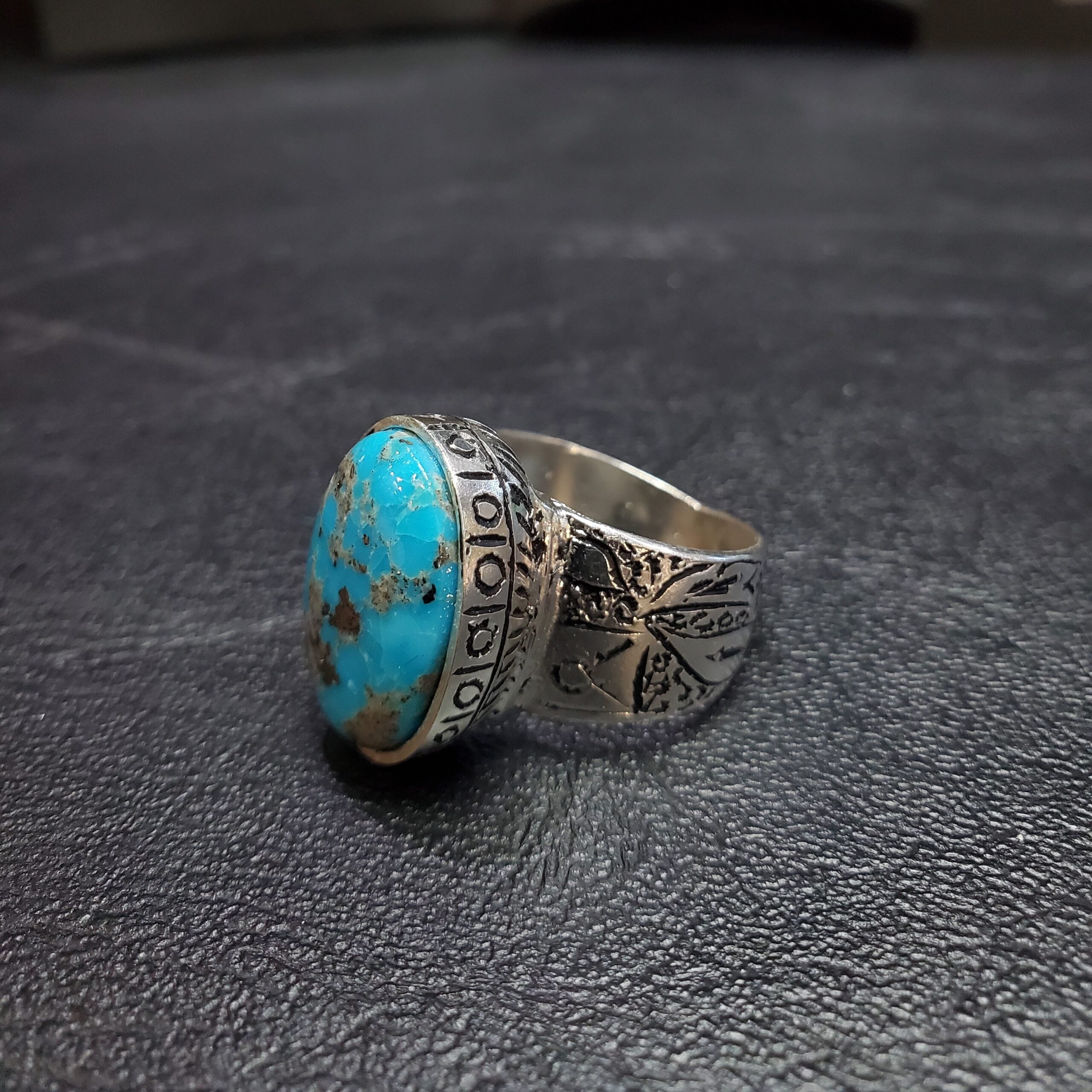 Bague homme argent 925 pierre turquoise karamani d’Iran