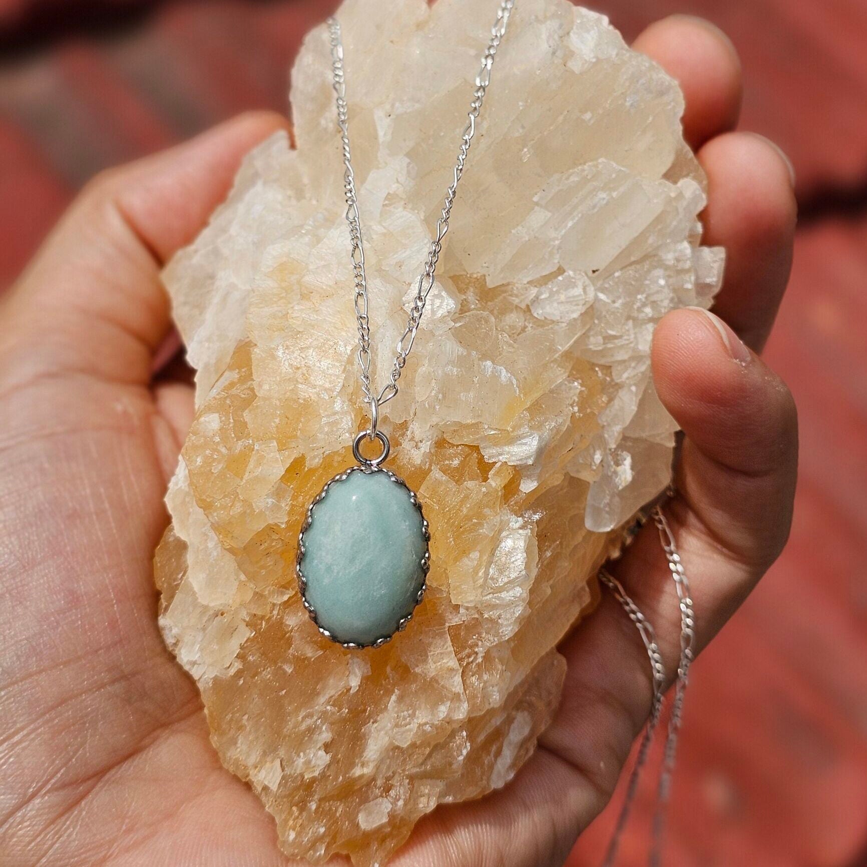 Collier en Argent 925 avec Pendentif Amazonite - Sérénité Océanique