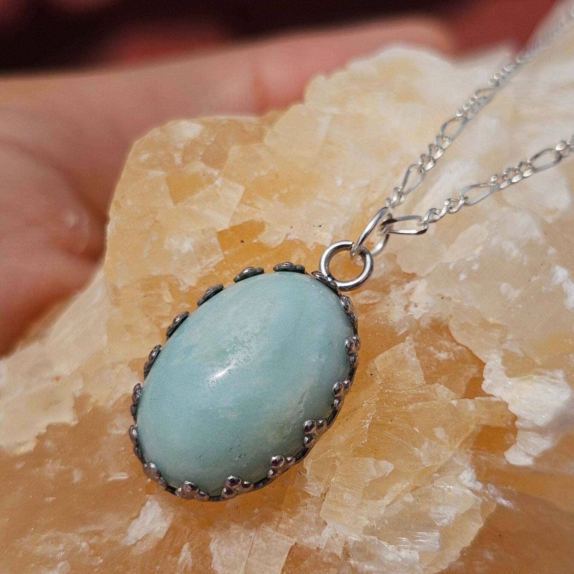 Collier en Argent 925 avec Pendentif Amazonite - Sérénité Océanique