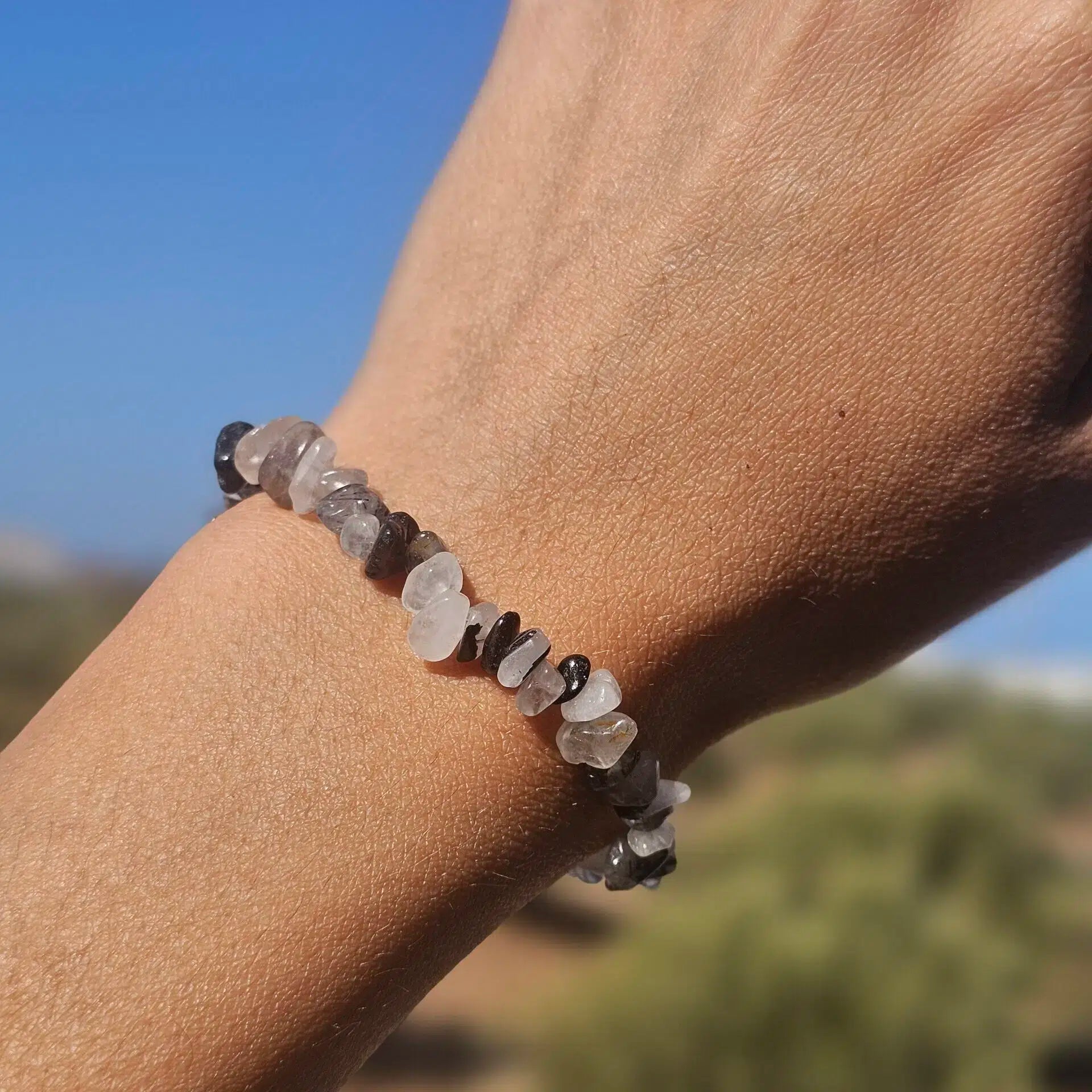 Bracelet en Quartz Rutile Noir - Élégance Bohème et Protection