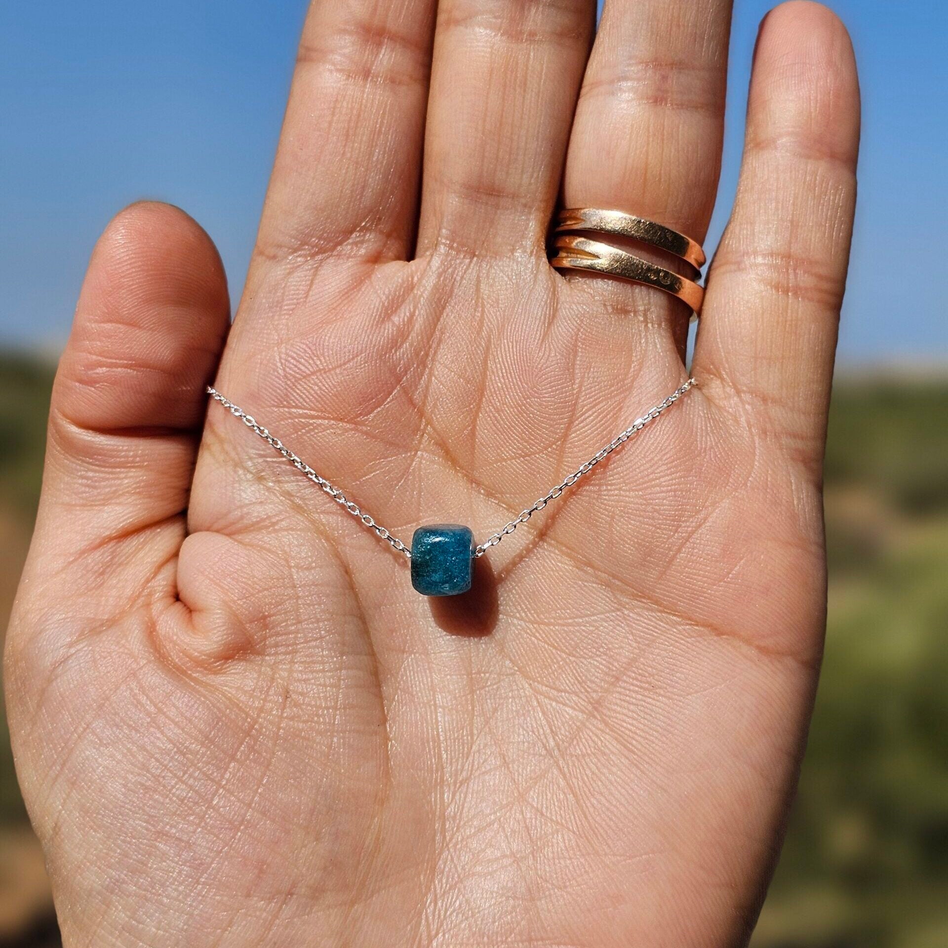 Collier en Argent 925 et Apatite Bleue - Élégance Océanique