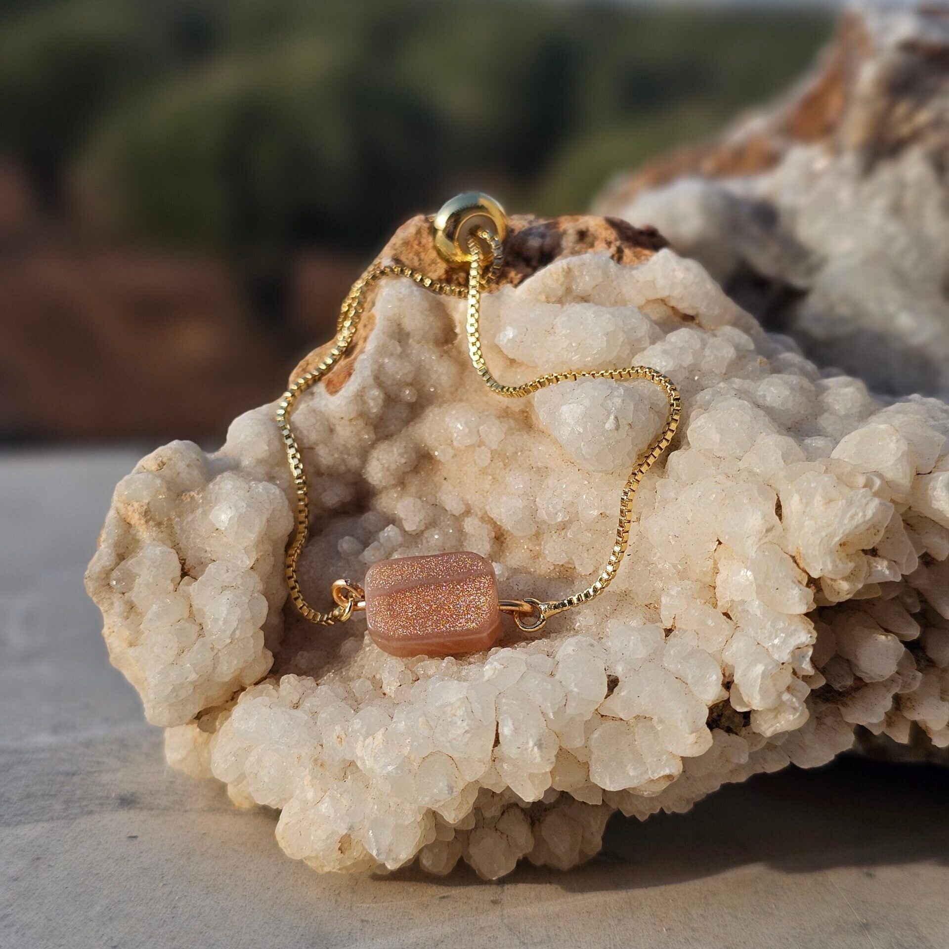 Bracelet Acier Inoxydable ; Pierre de Soleil - Éclat Optimiste