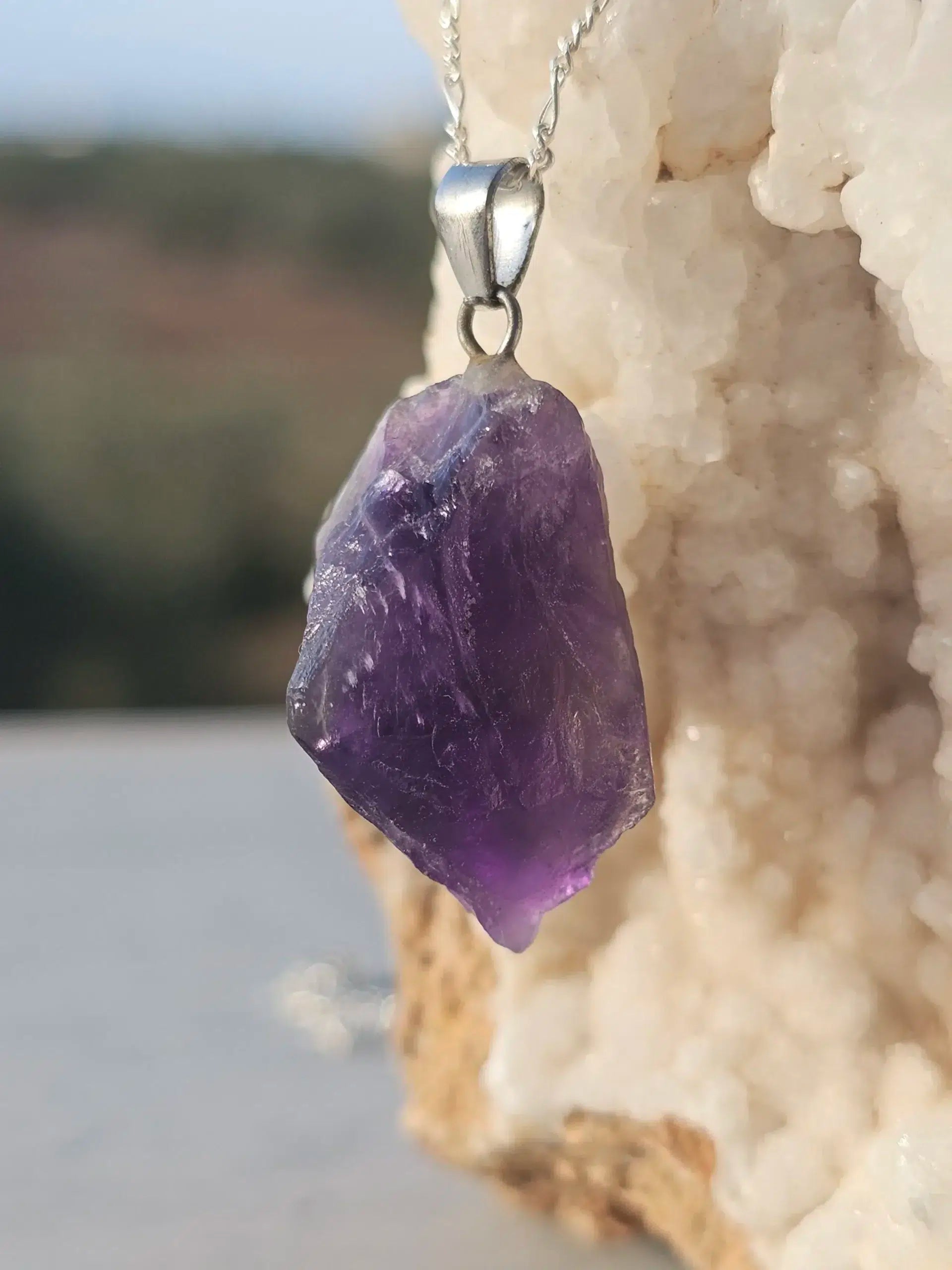 Collier en Argent 925 Améthyste Brute - Élégance et Sérénité
