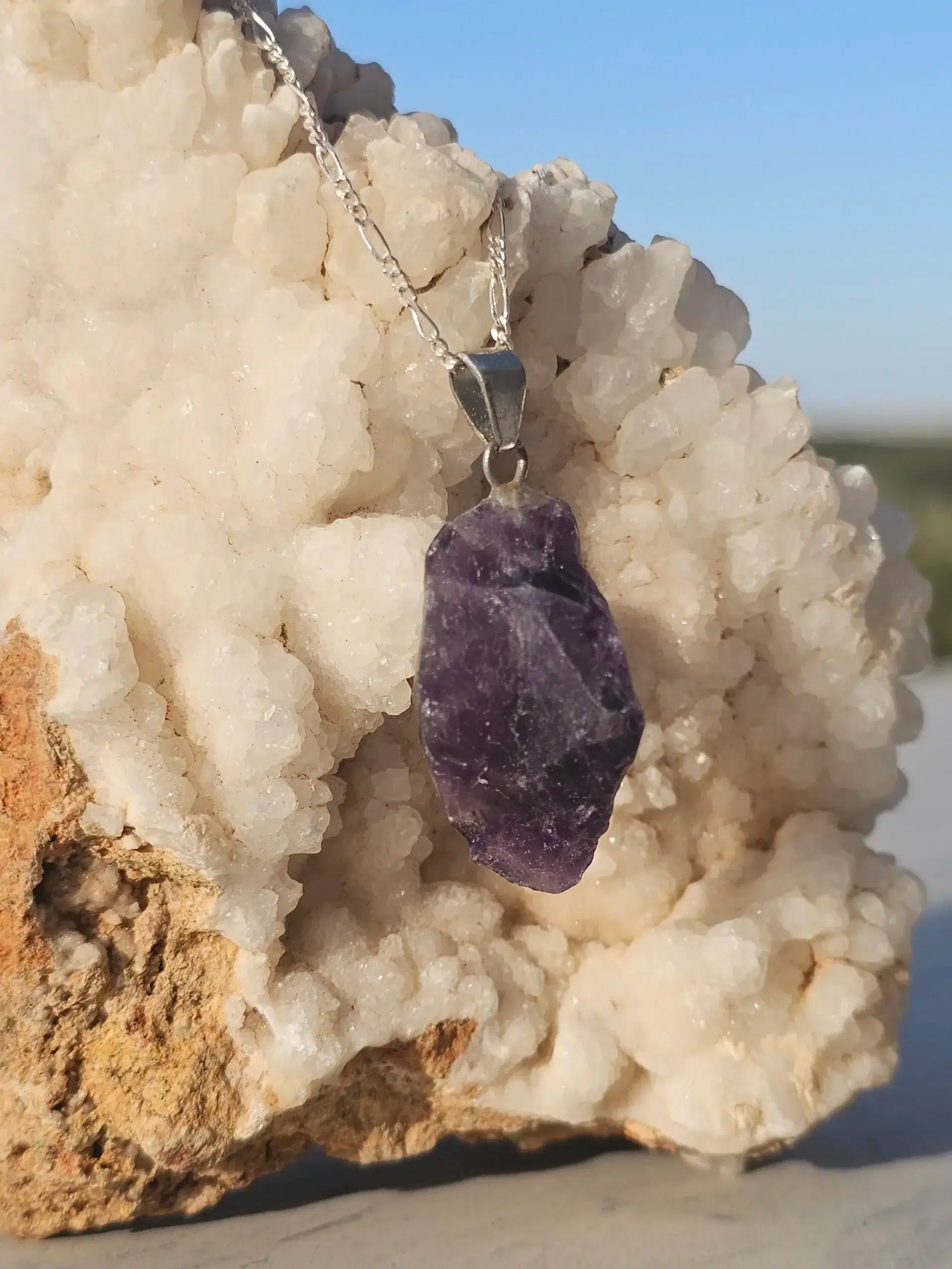 Collier en Argent 925 Améthyste Brute - Élégance et Sérénité