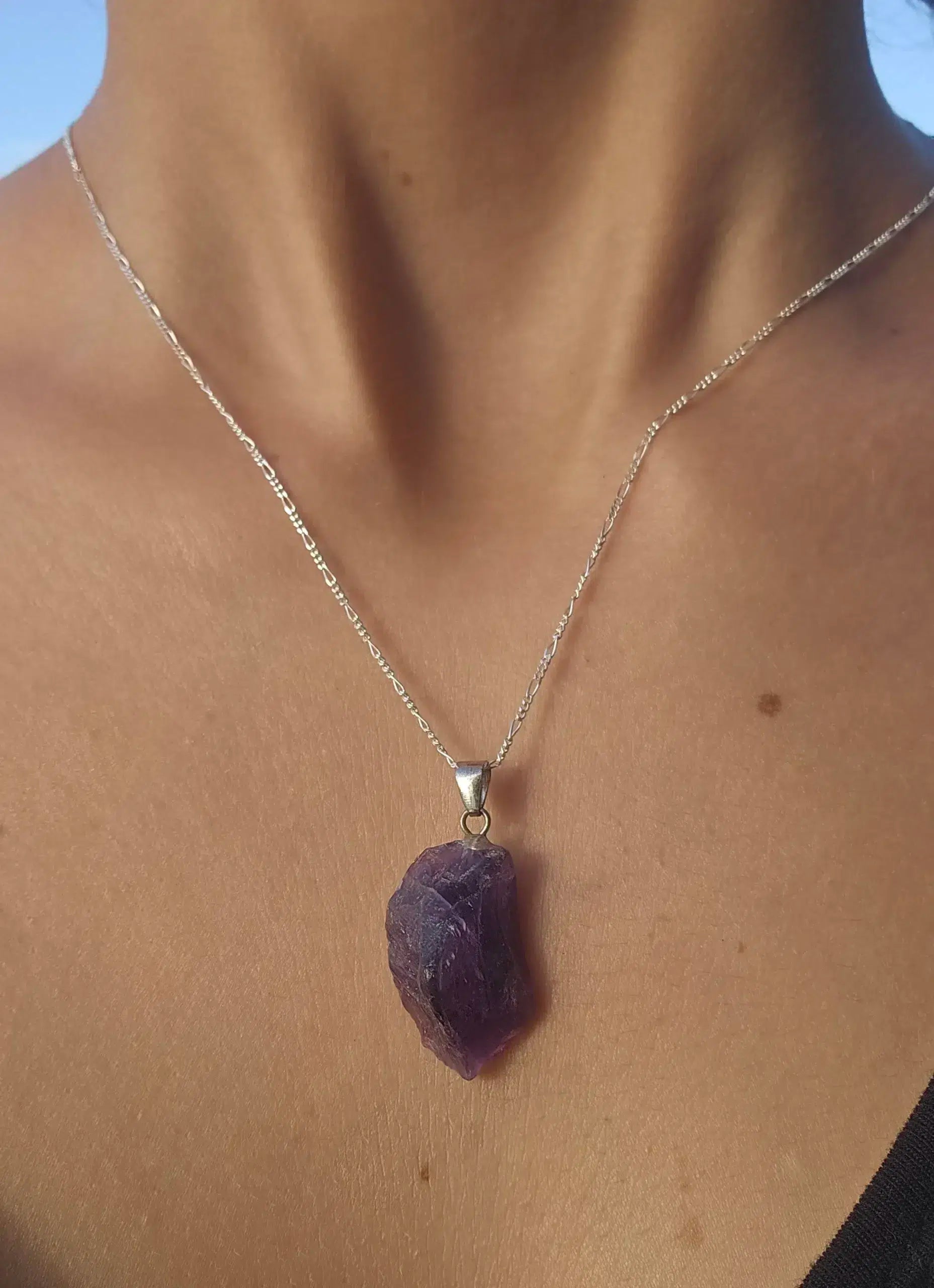 Collier en Argent 925 Améthyste Brute - Élégance et Sérénité