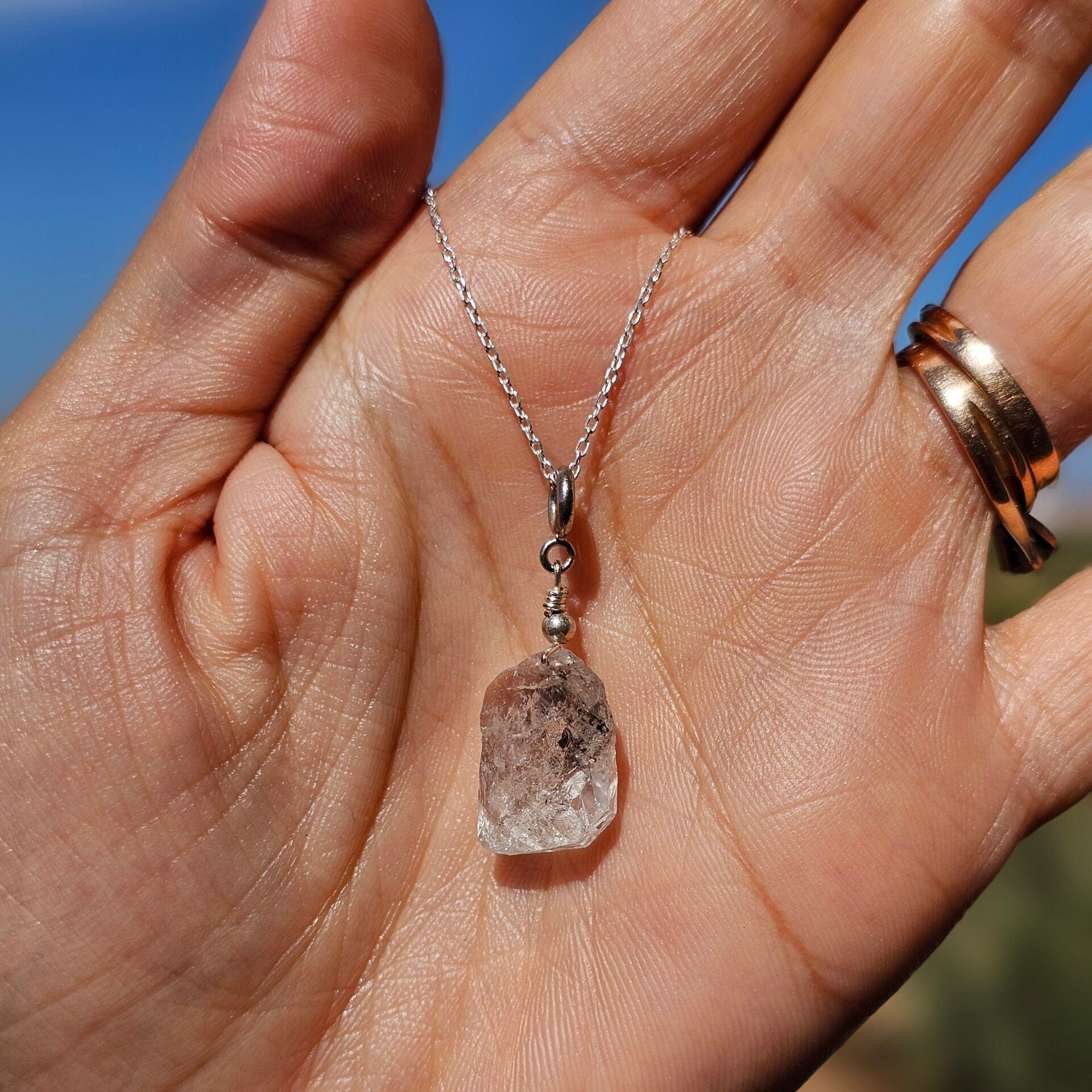 Collier en argent 925 avec pendentif Diamant Herkimer (45 cm)