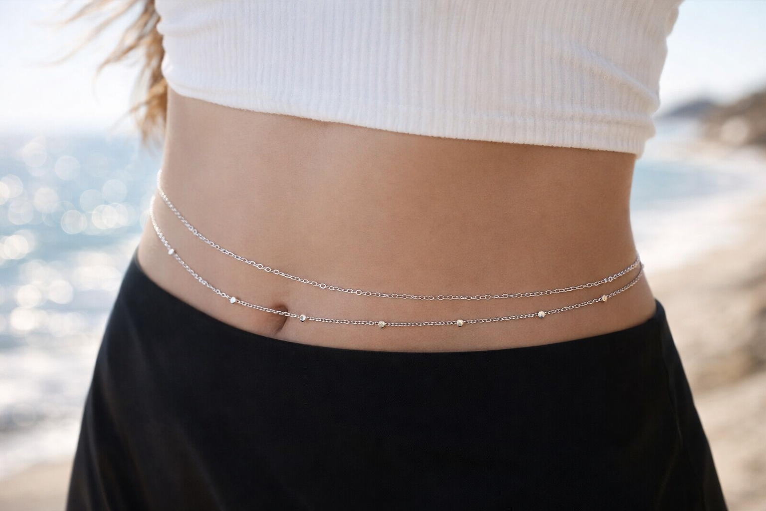 Waist chain Double Trouble silver - chaine de ventre Double Trouble argenté en acier inoxydable