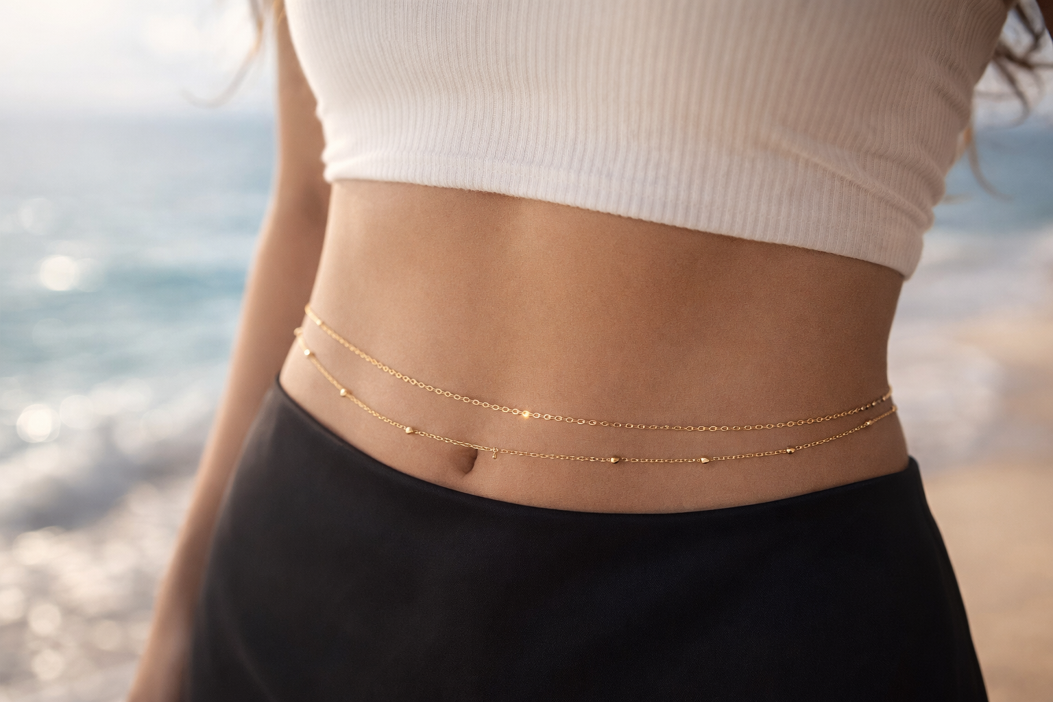 Waist chain Double Trouble gold - chaine de ventre Double Trouble doré en acier inoxydable