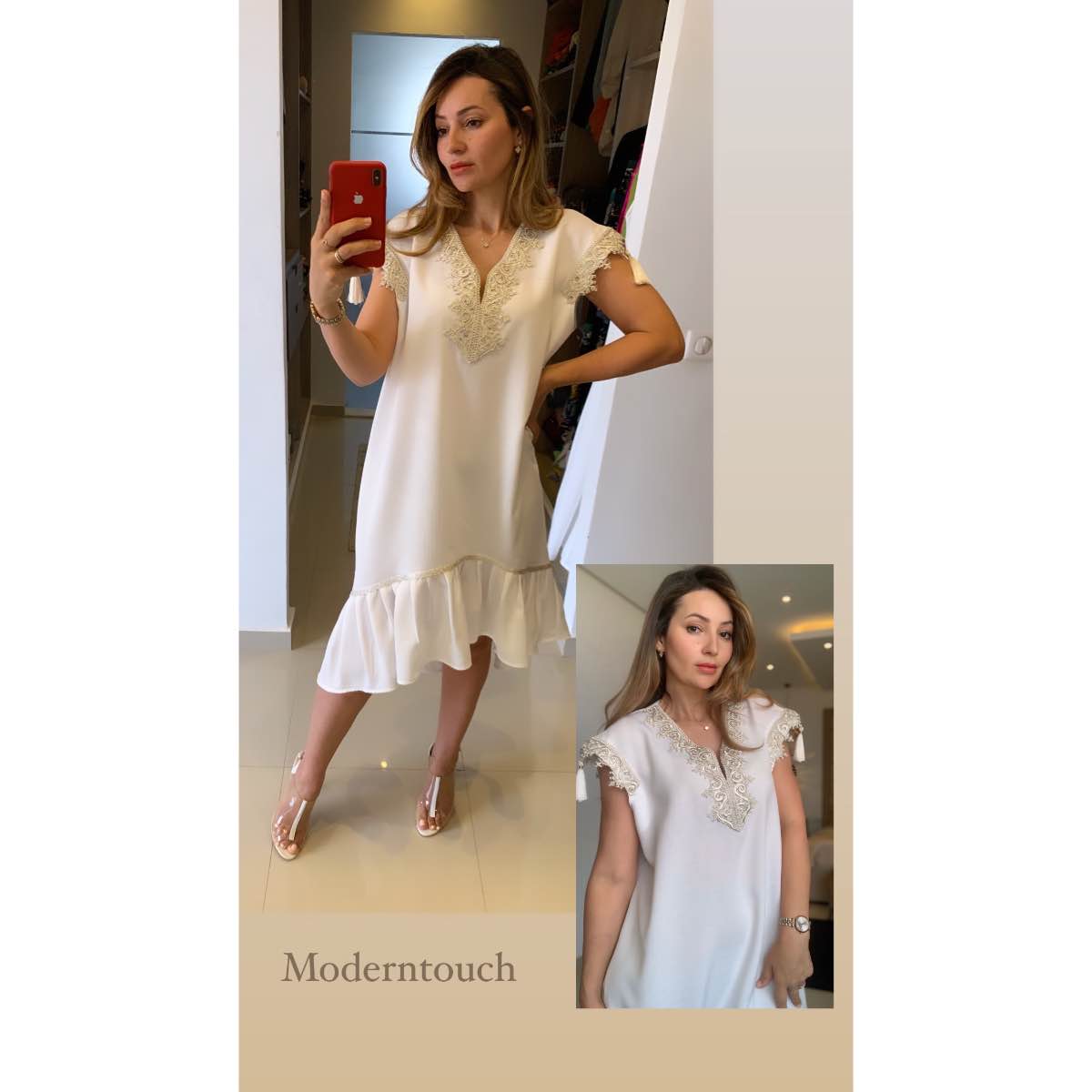 jebba femme élégante blanche avec galon argent en M/L