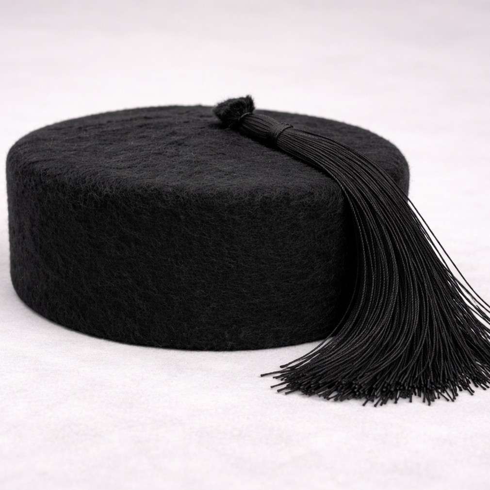 Chechia noire avec pompom – Chapeau traditionnel tunisien élégant cérémonie