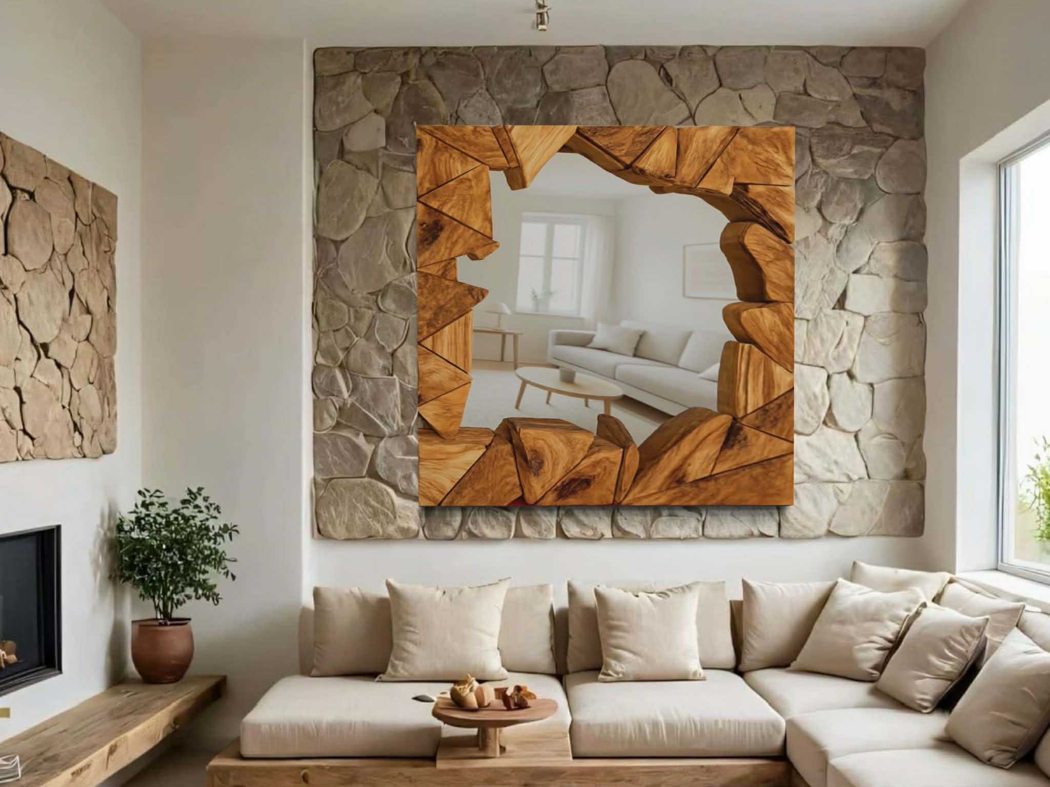 miroir bois artisanal en bois dolivier pour un intérieur unique