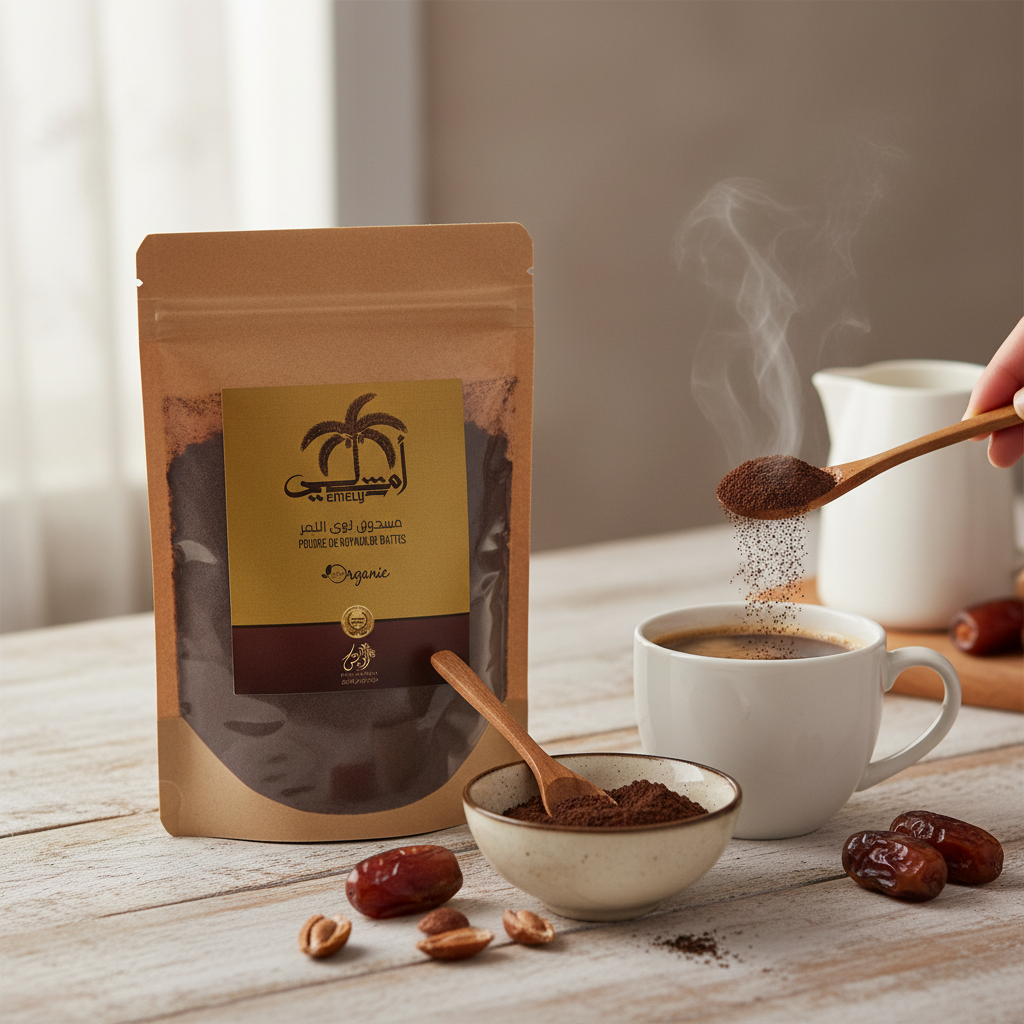 Poudre Bio de Noyaux de Datte Café Aromatique Sans Caféine