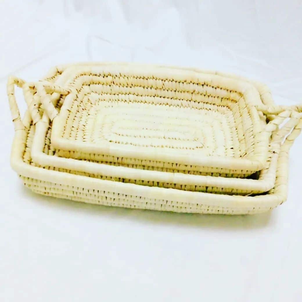 Série de 3 Corbeille en palmier