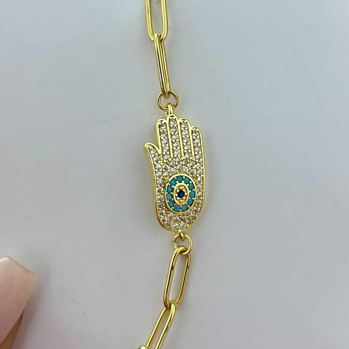 Bracelet Fati doré Main de Fatma symbole de protection et chance
