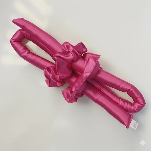 Bandeau Satin rose fushia & Scrunchies Anti-Frisottis