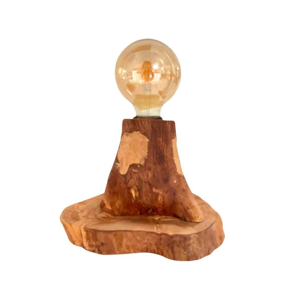 Lampe de Table en Bois d'Olivier Naturel – Forme Arbre Artisanale