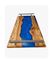 plateau bois d'olivier bleu design exclusif 25x35cm