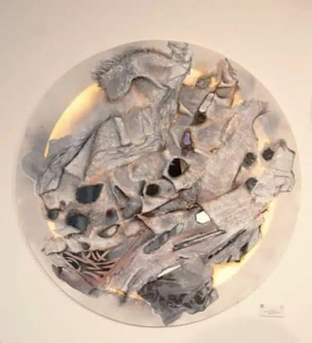 Suspension murale artistique en miroir et pâte de bois unique