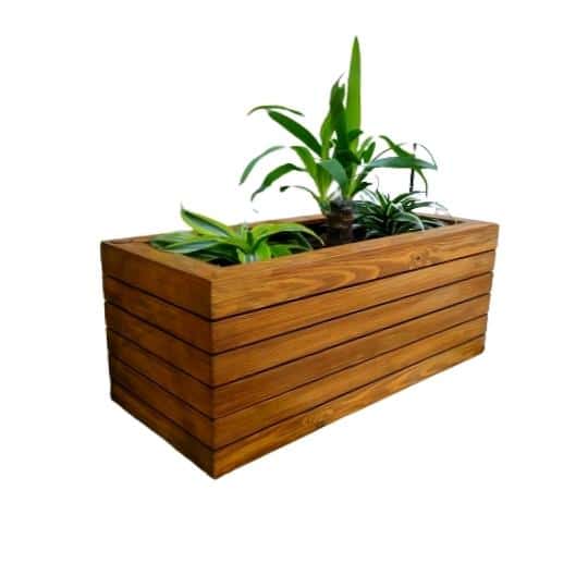 Pot de plante en bois rectangulaire