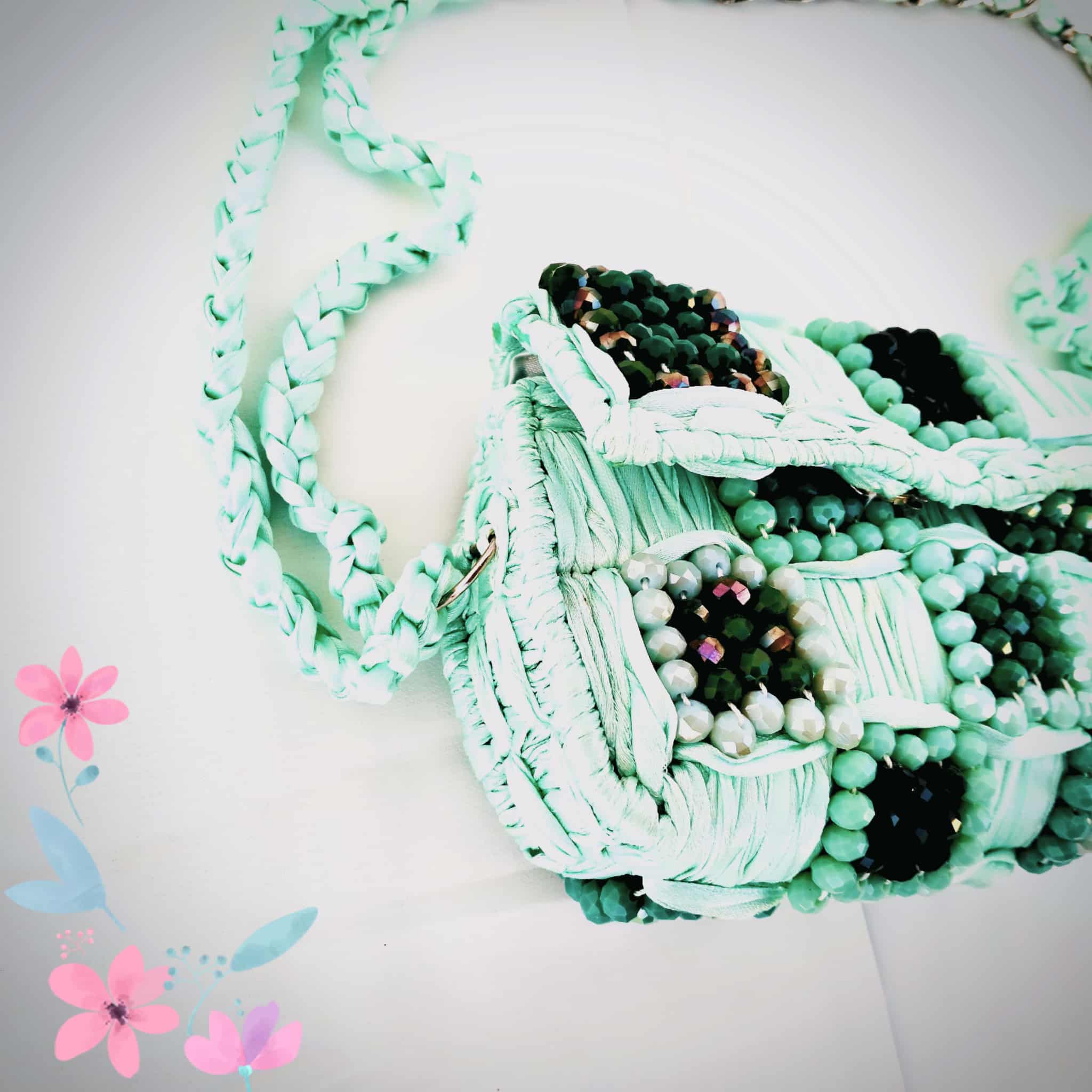 Sac de Soirée Vert Pastel – Fait Main & Recyclé