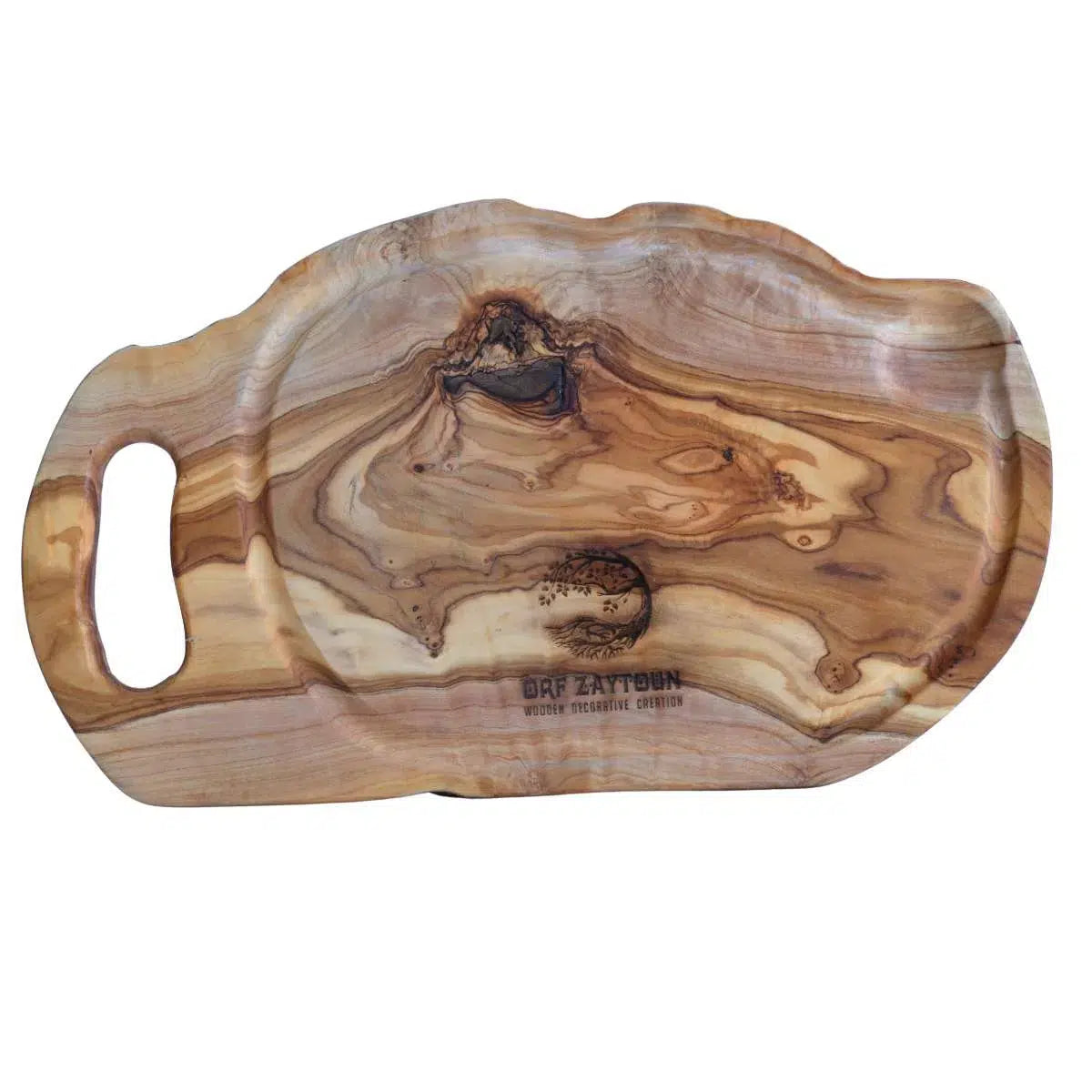 Planche à découper rustique en bois d'olivier avec poignée premium