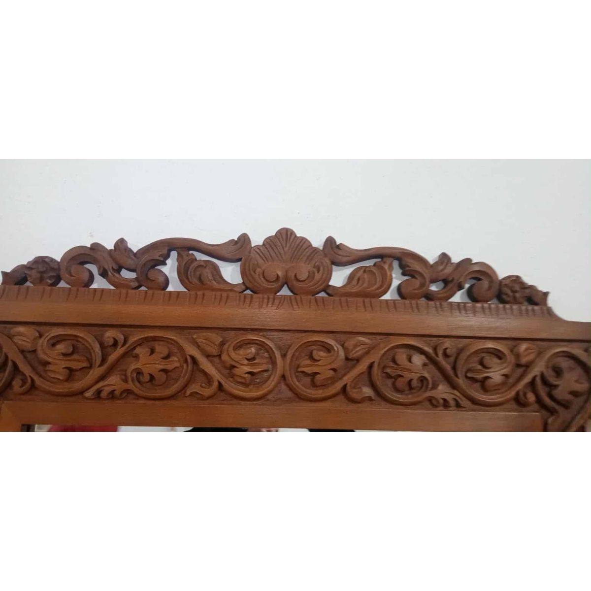 Miroir en bois sculpté à la main style antique 90 x 60 cm