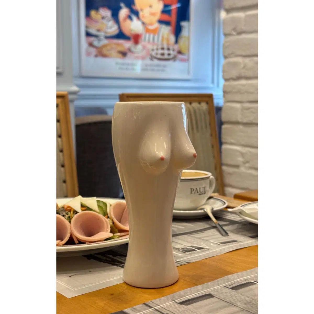 Verre coupe Foufoun en céramique blanche émaillée