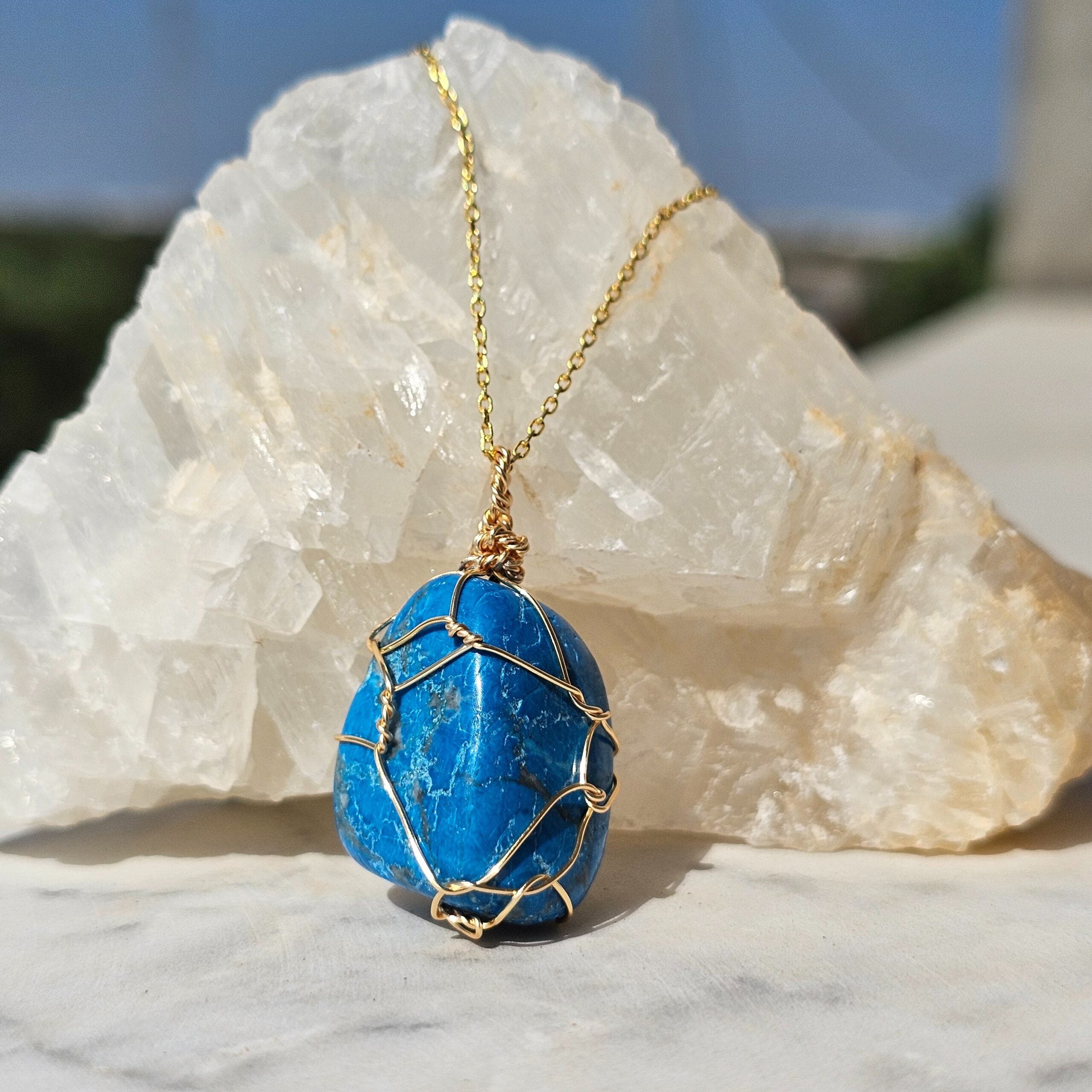 Collier Pendentif Turquoise Ciel en Argent et Or - Élégance Intemporelle